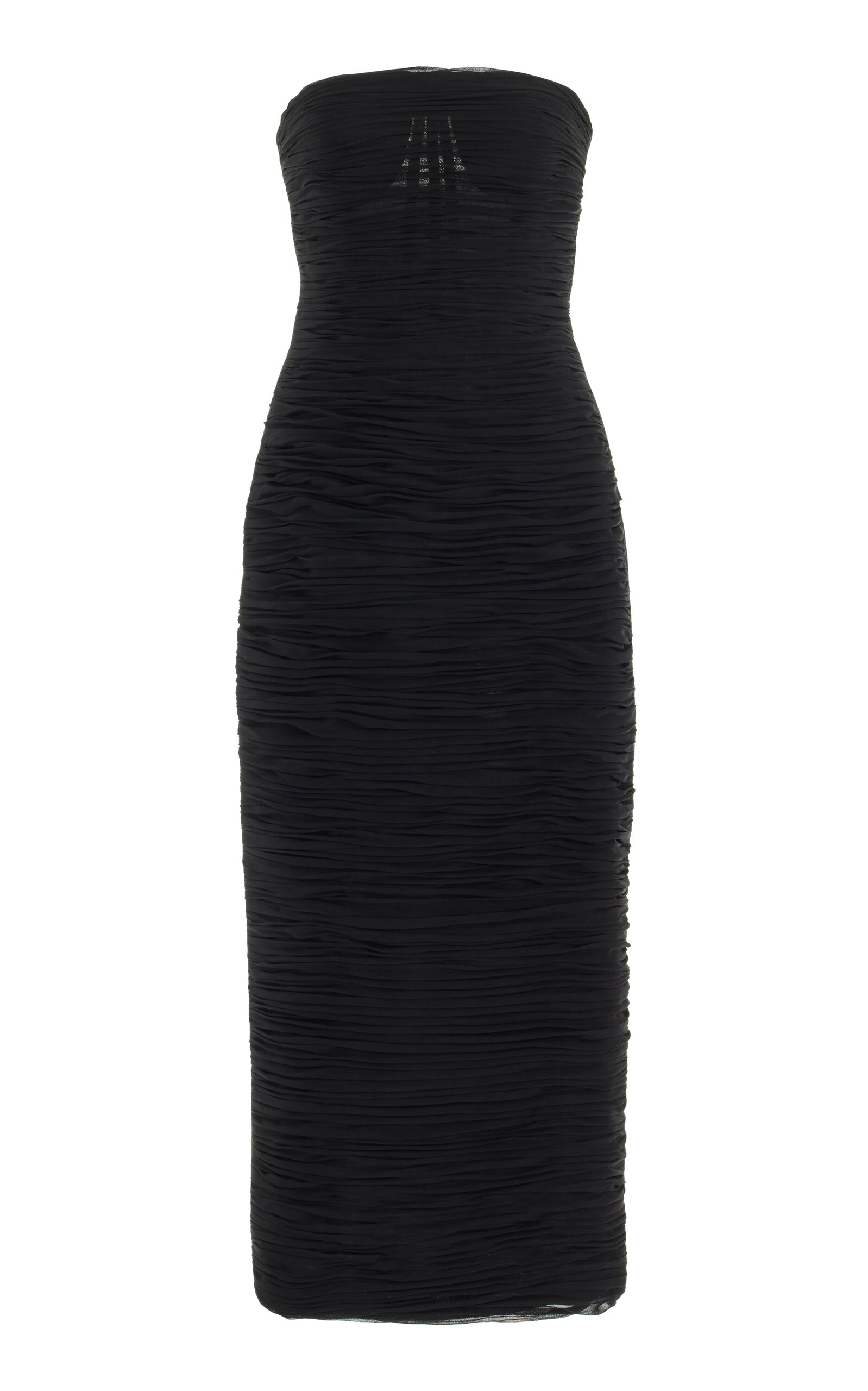 Carolina Herrera Strapless Silk Midi Dress In Black