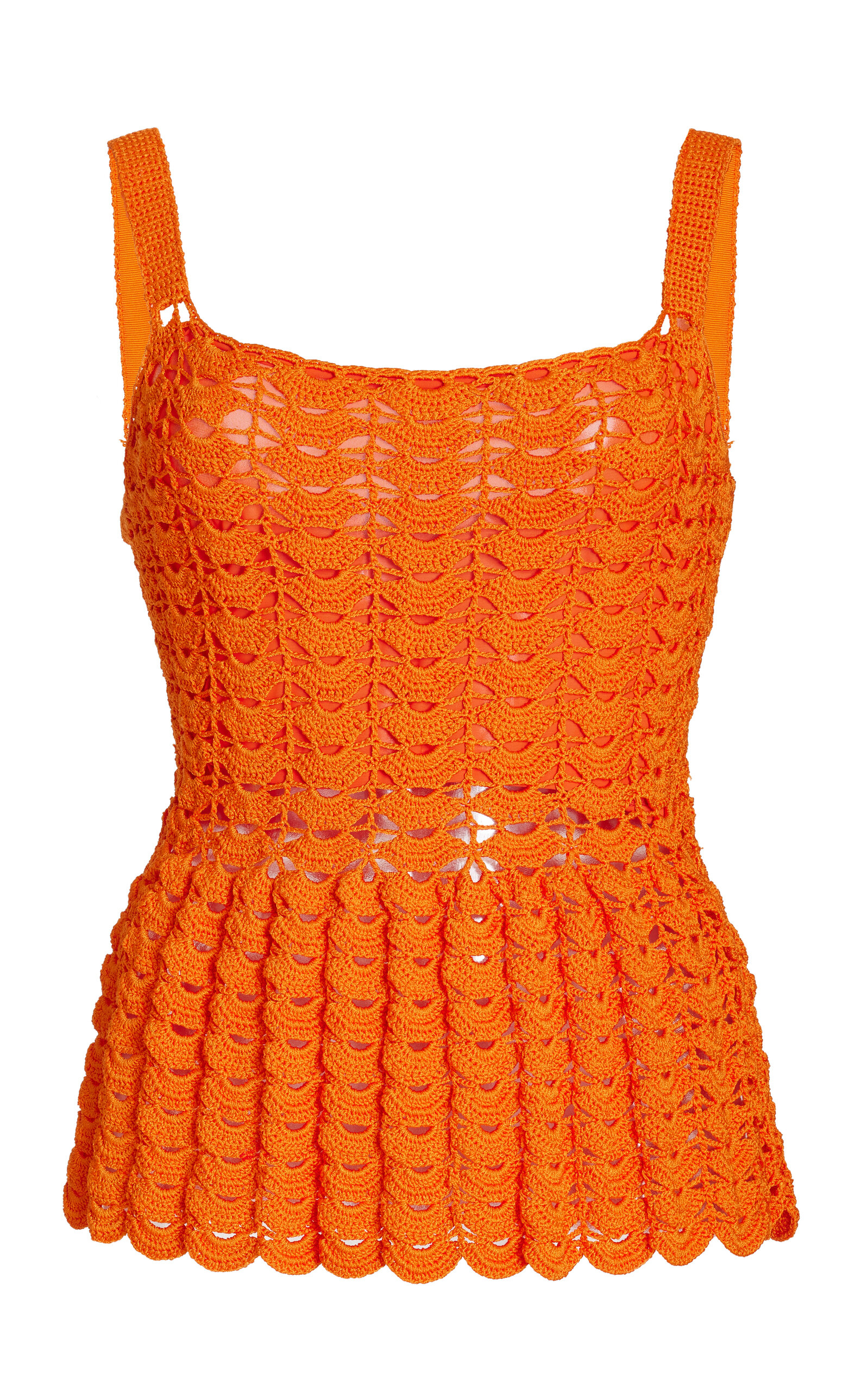 Shop Carolina Herrera Crocheted Tank Top In Orange