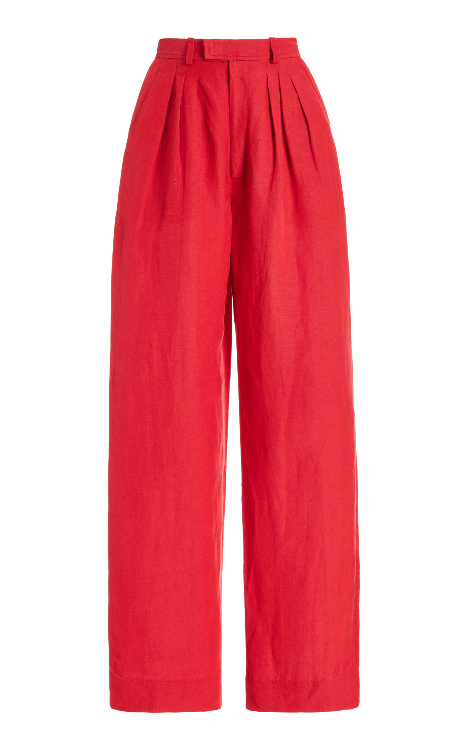 Exclusive Louis Pleated Linen Straight-Leg Pants