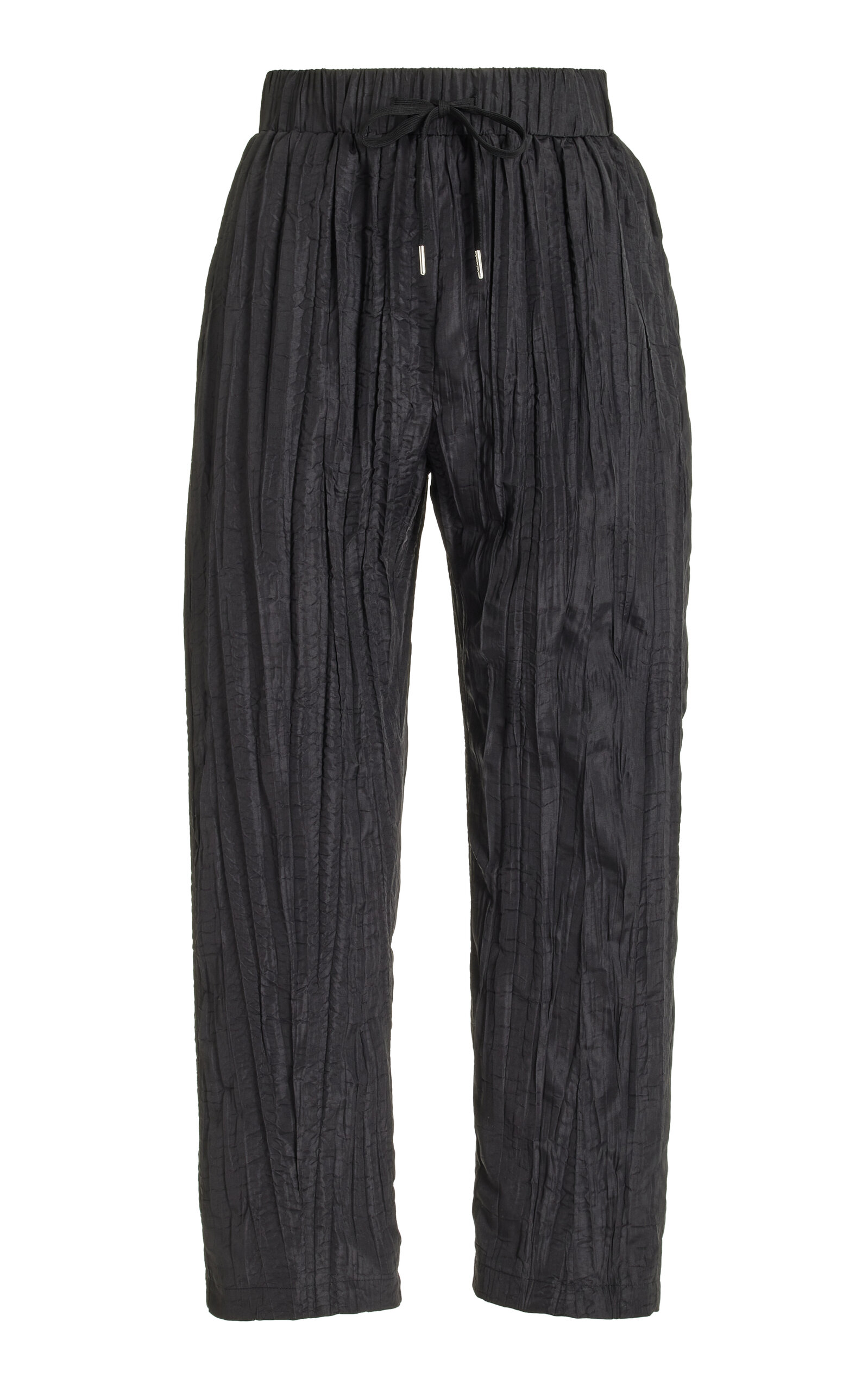 Rolling Wave Crinkled Straight-Leg Pants