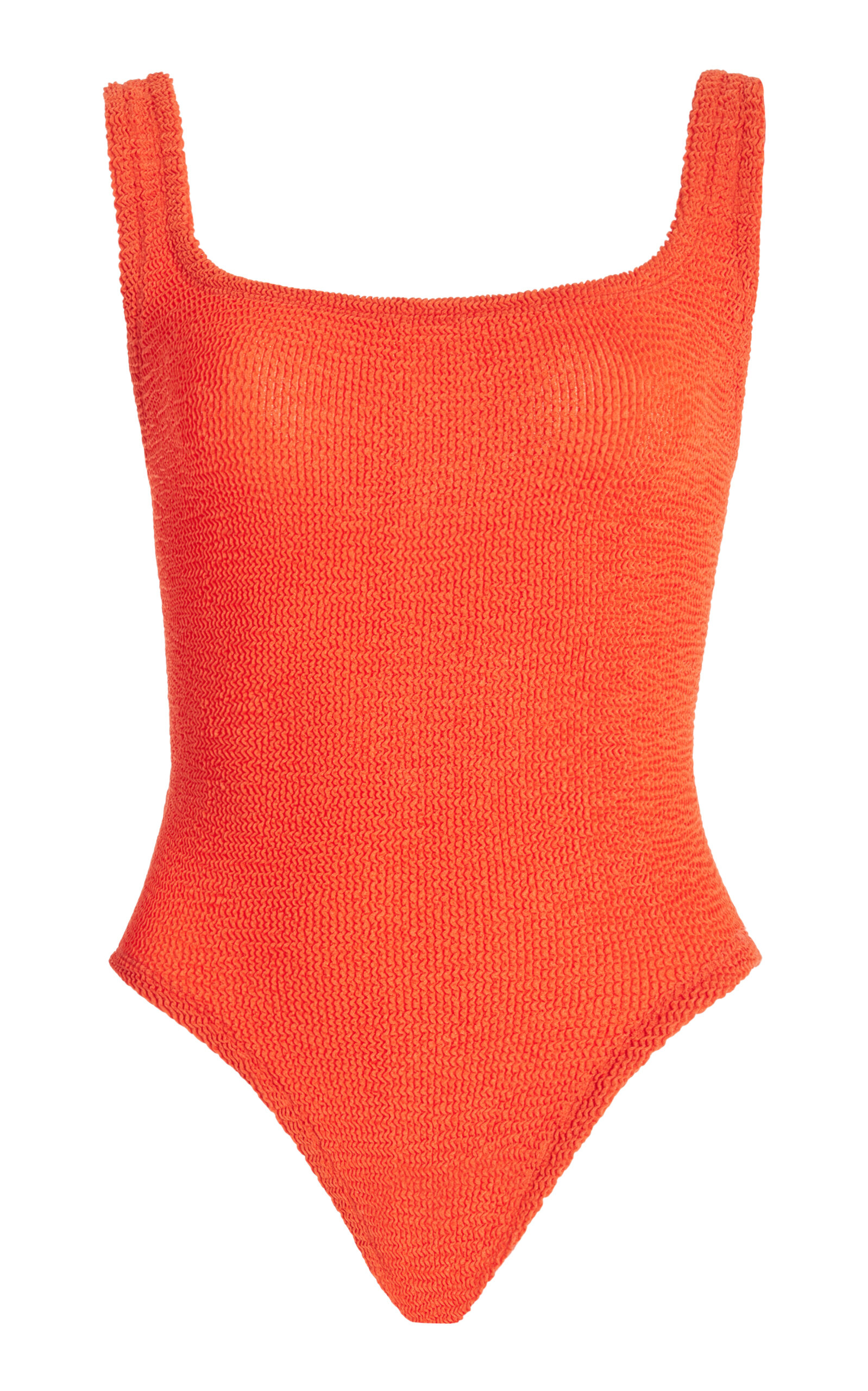 HUNZA G SQUARE-NECK SEERSUCKER ONE-PIECE SWIMSUIT