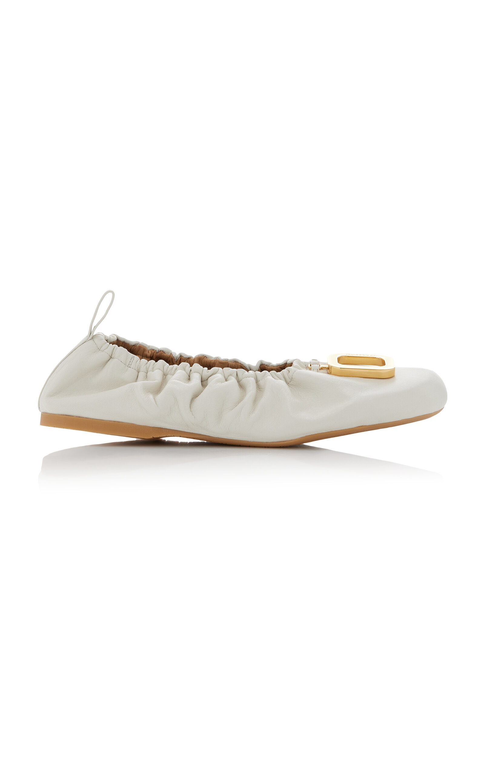Shop Jw Anderson Hardware-detailed Leather Ballet Flats In White