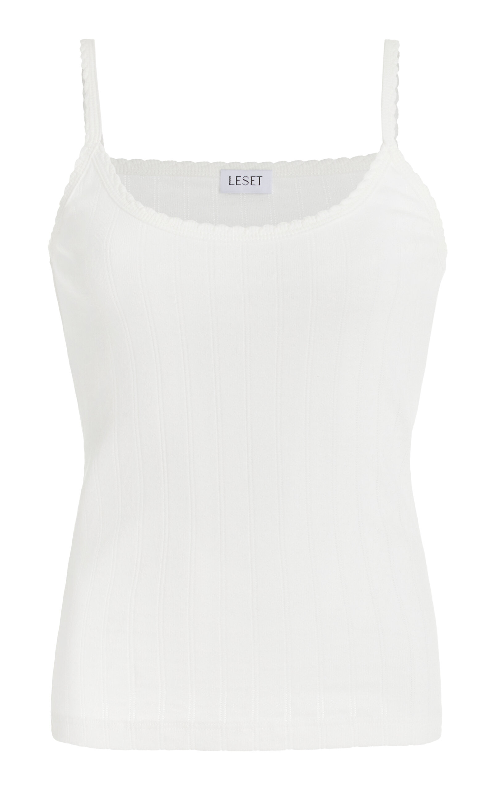 Pointelle-Knit Cotton Tank Top