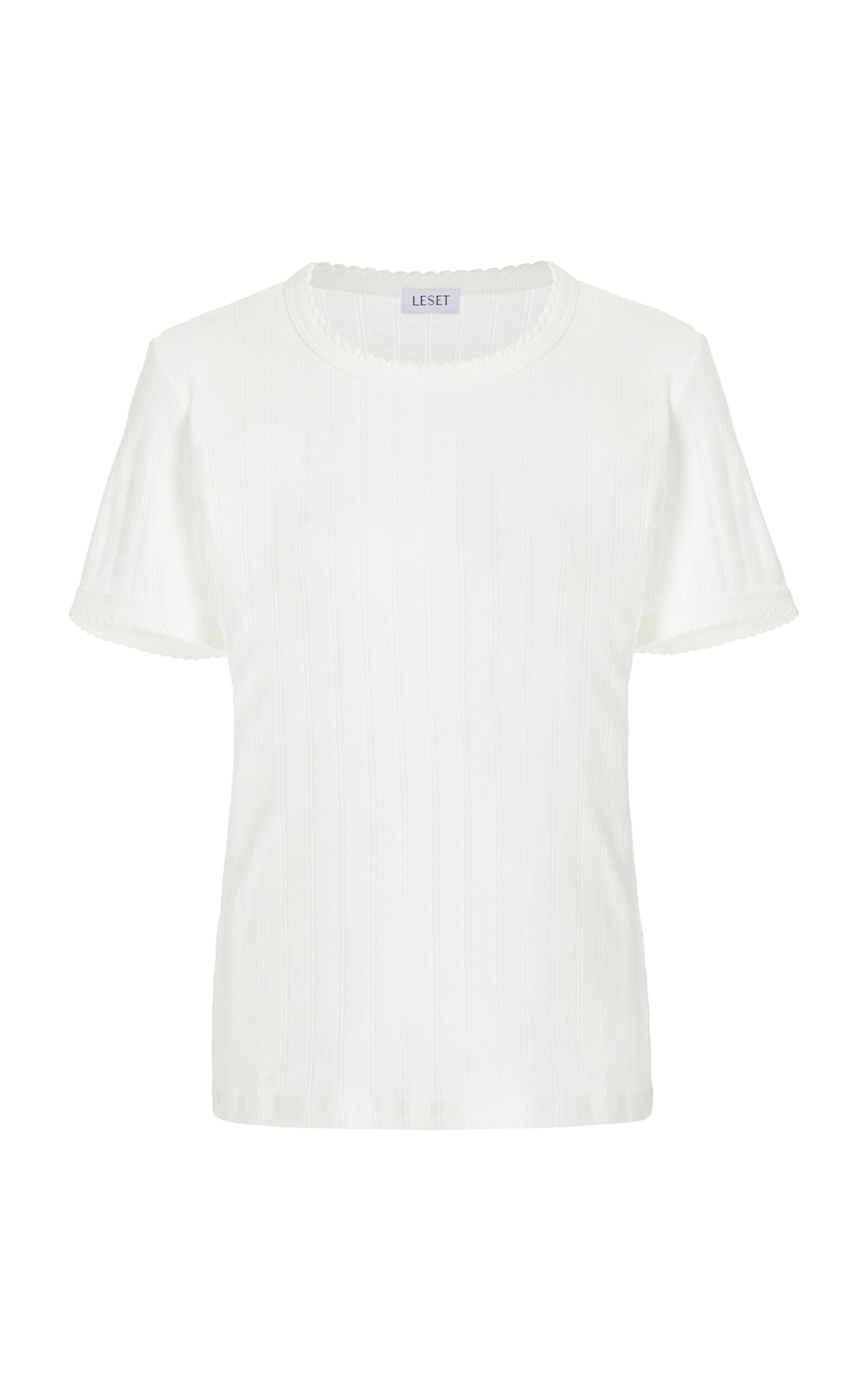 Pointelle-Knit Cotton T-Shirt