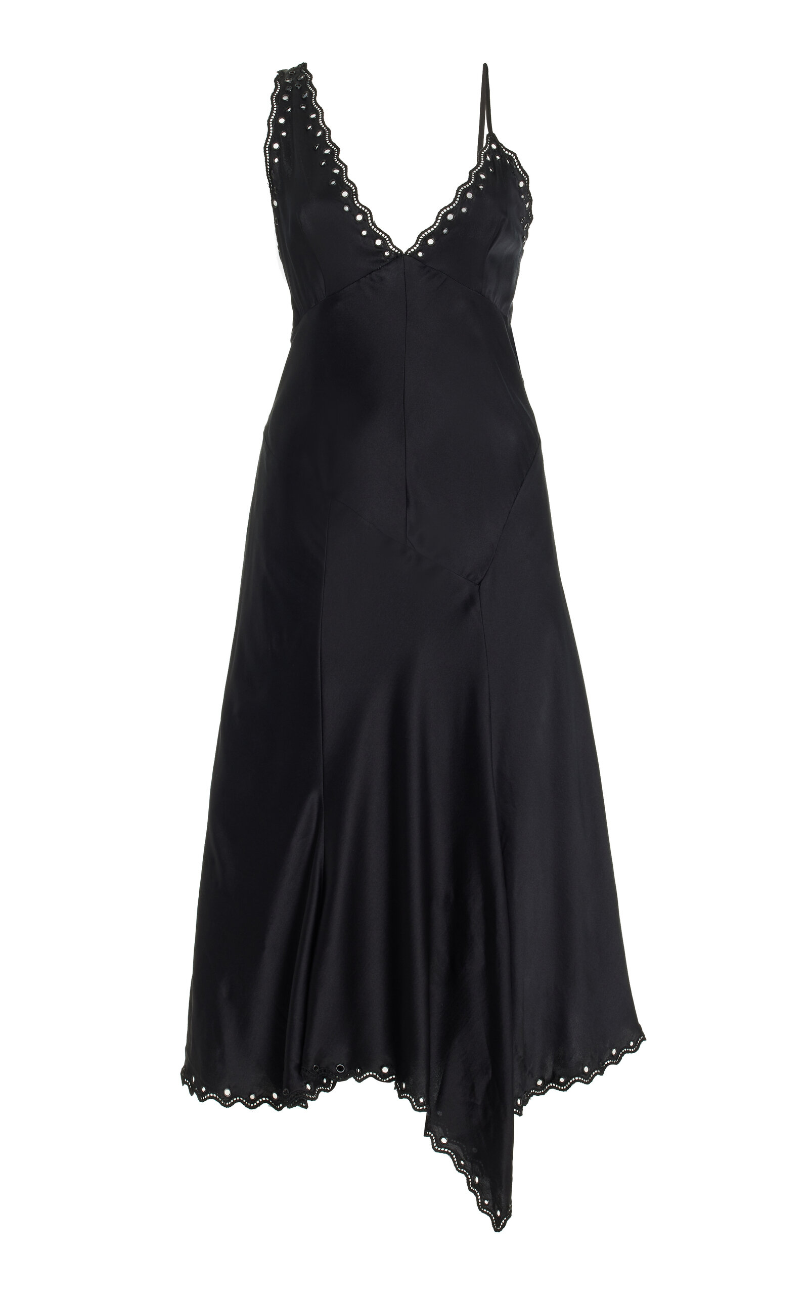 Shop Isabel Marant Ayrich Lace-trimmed Silk Midi Dress In Black