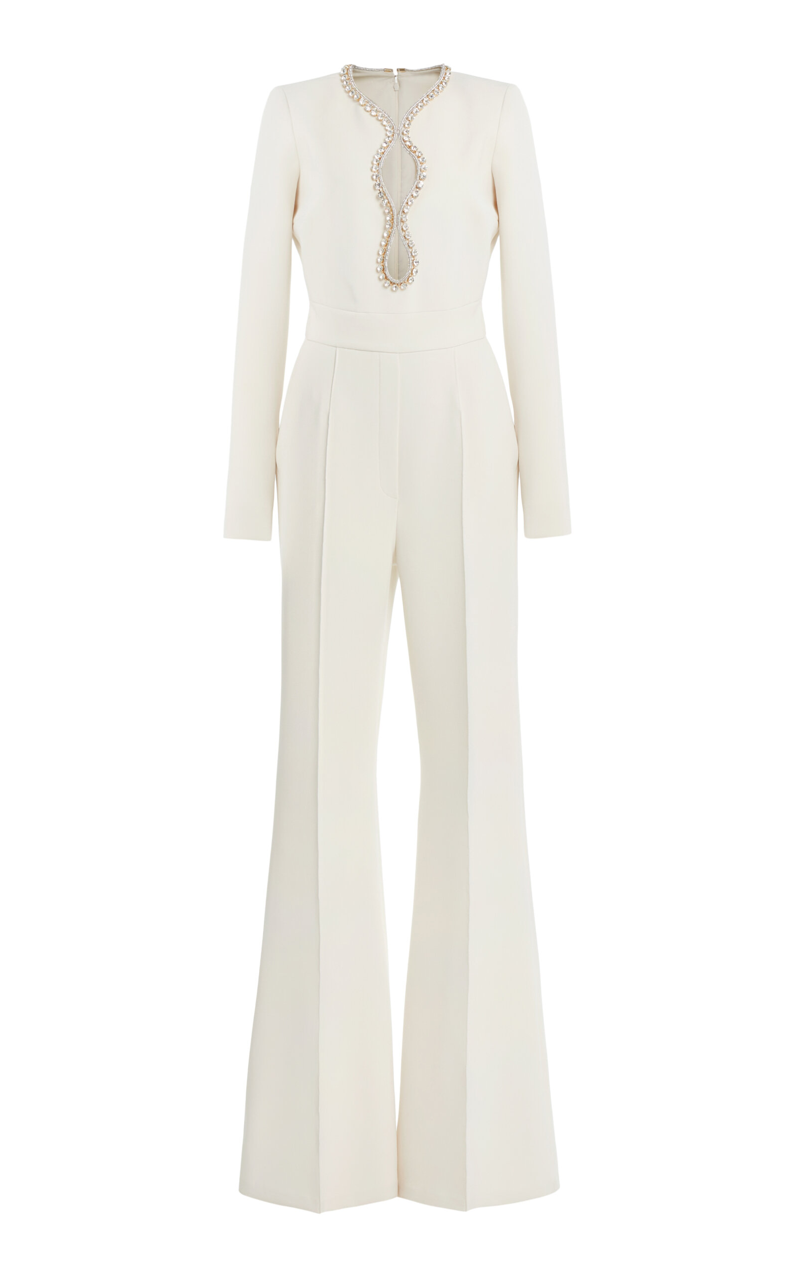 Elie Saab Embellished Cady Jumpsuit In White