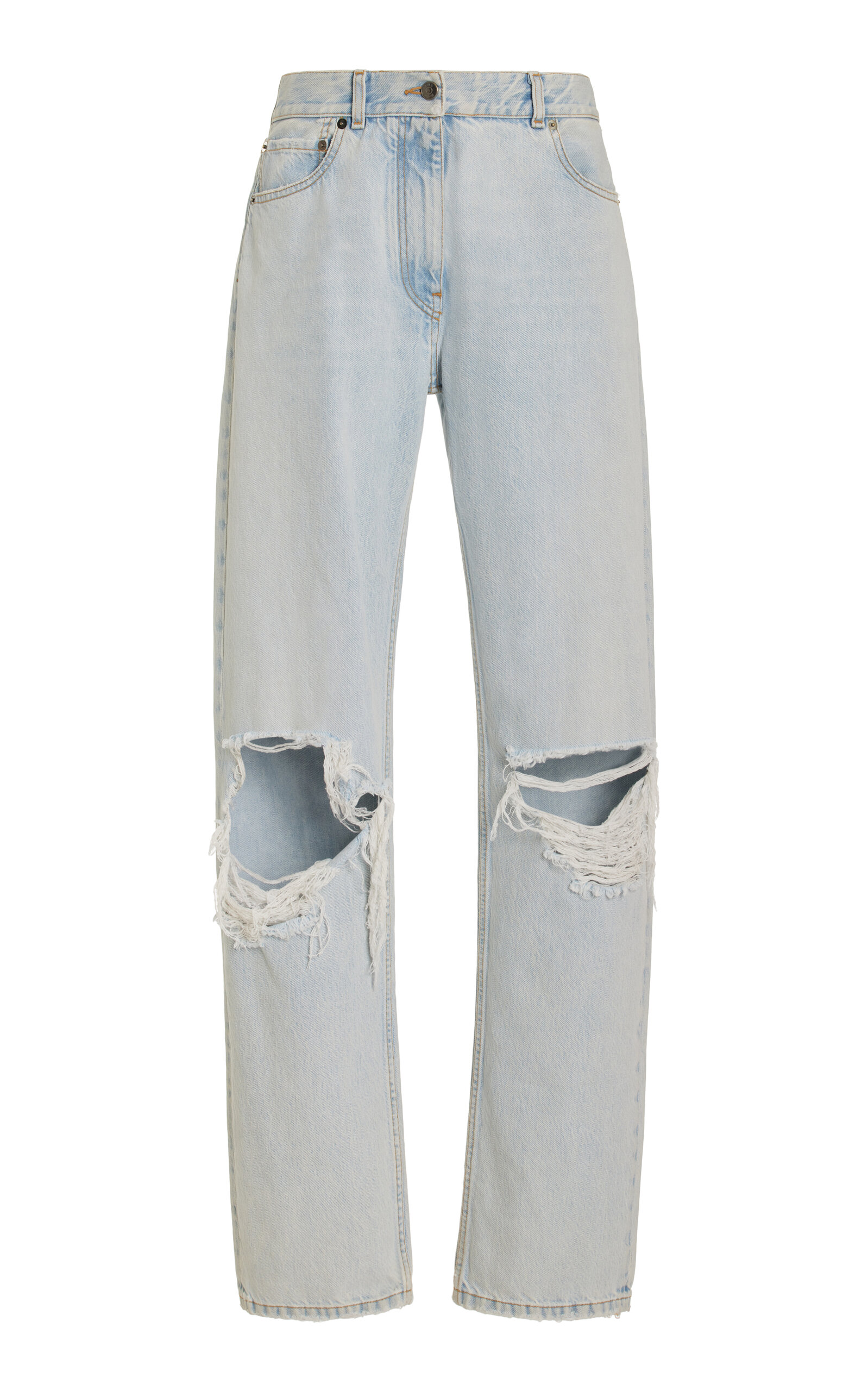 The Row Burty Distressed Rigid Mid rise Relaxed leg Jeans In Blue