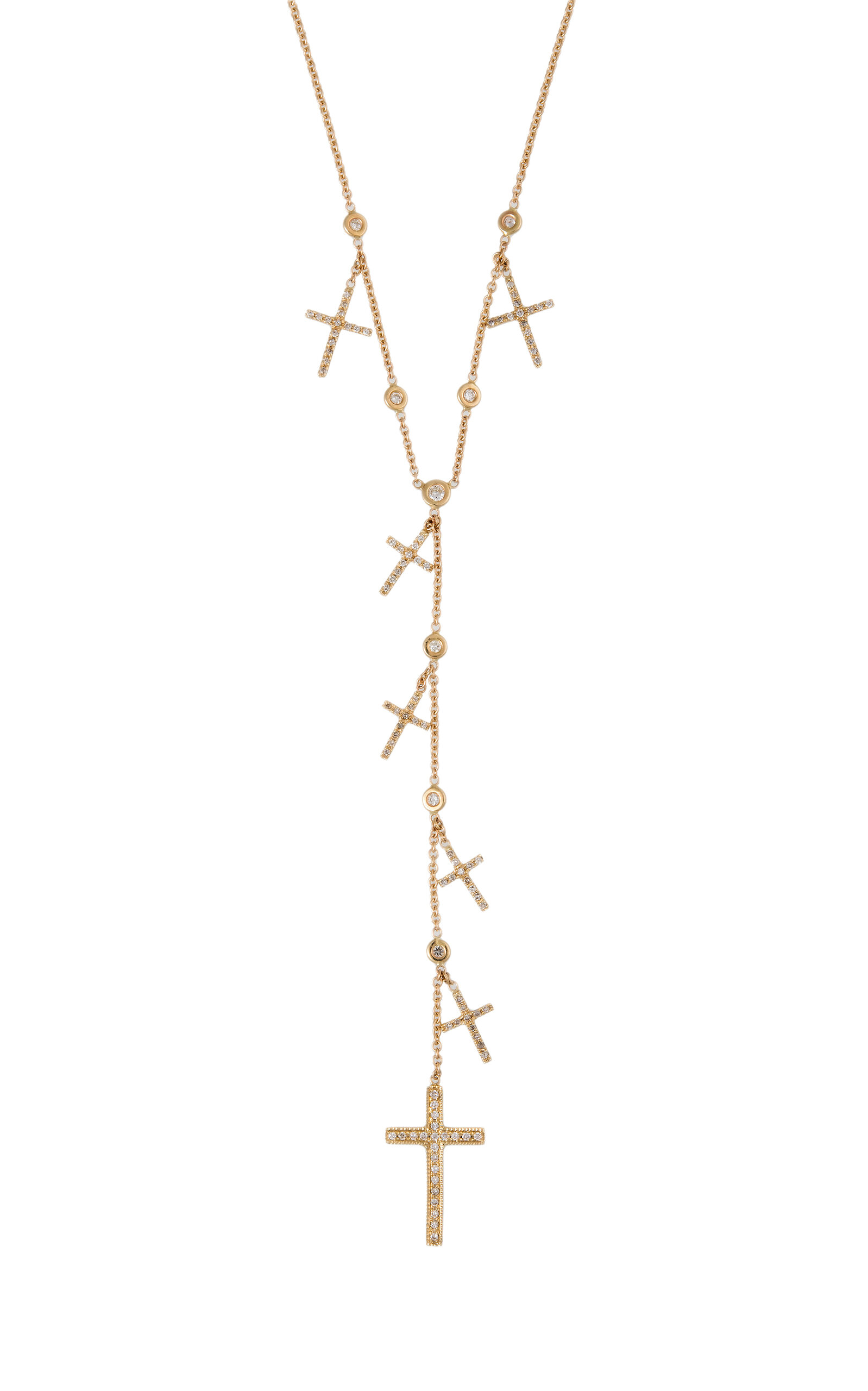 Cross 14K Yellow Gold Diamond Lariat Shaker Necklace