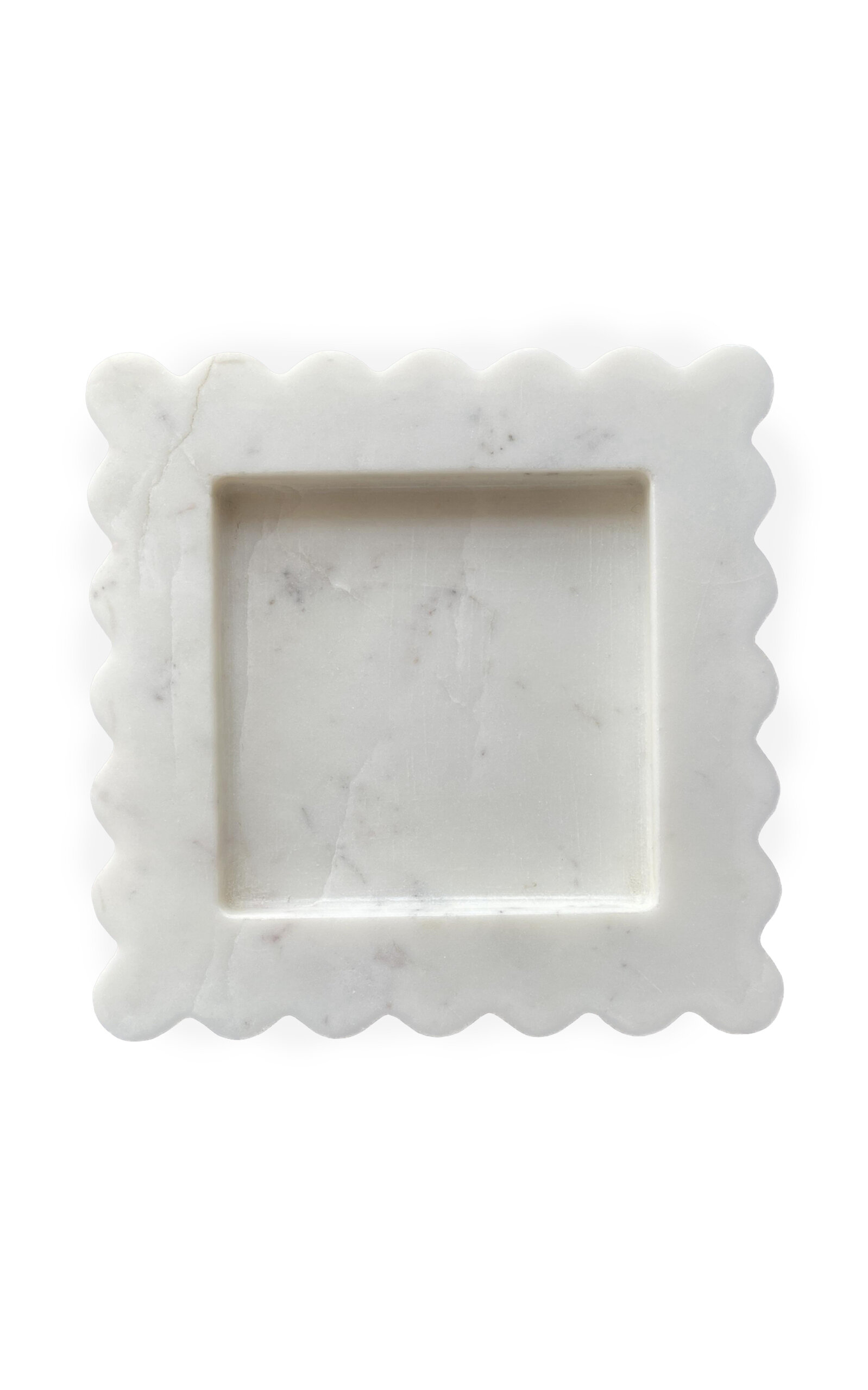 Shop Anastasio Home Box Scalloped Marble Square Tray In White