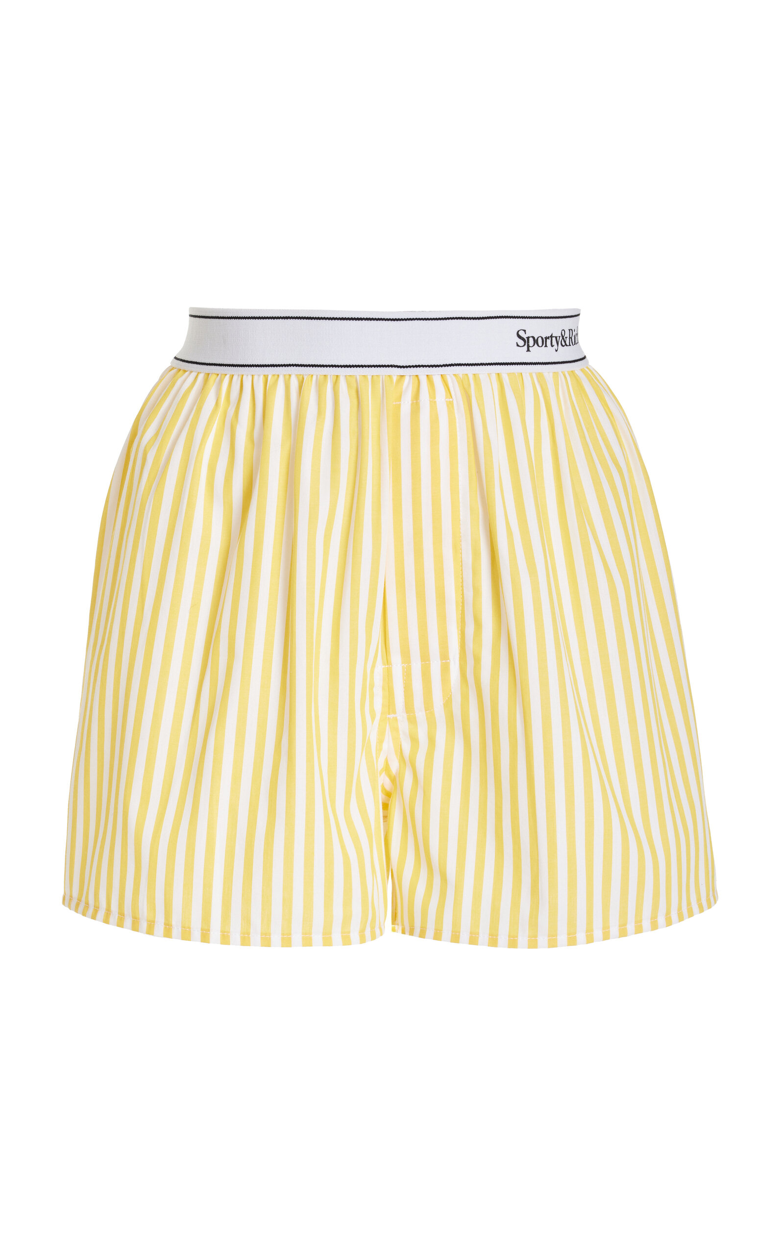 Sporty And Rich Striped Cotton Boxer Shorts In Yellow