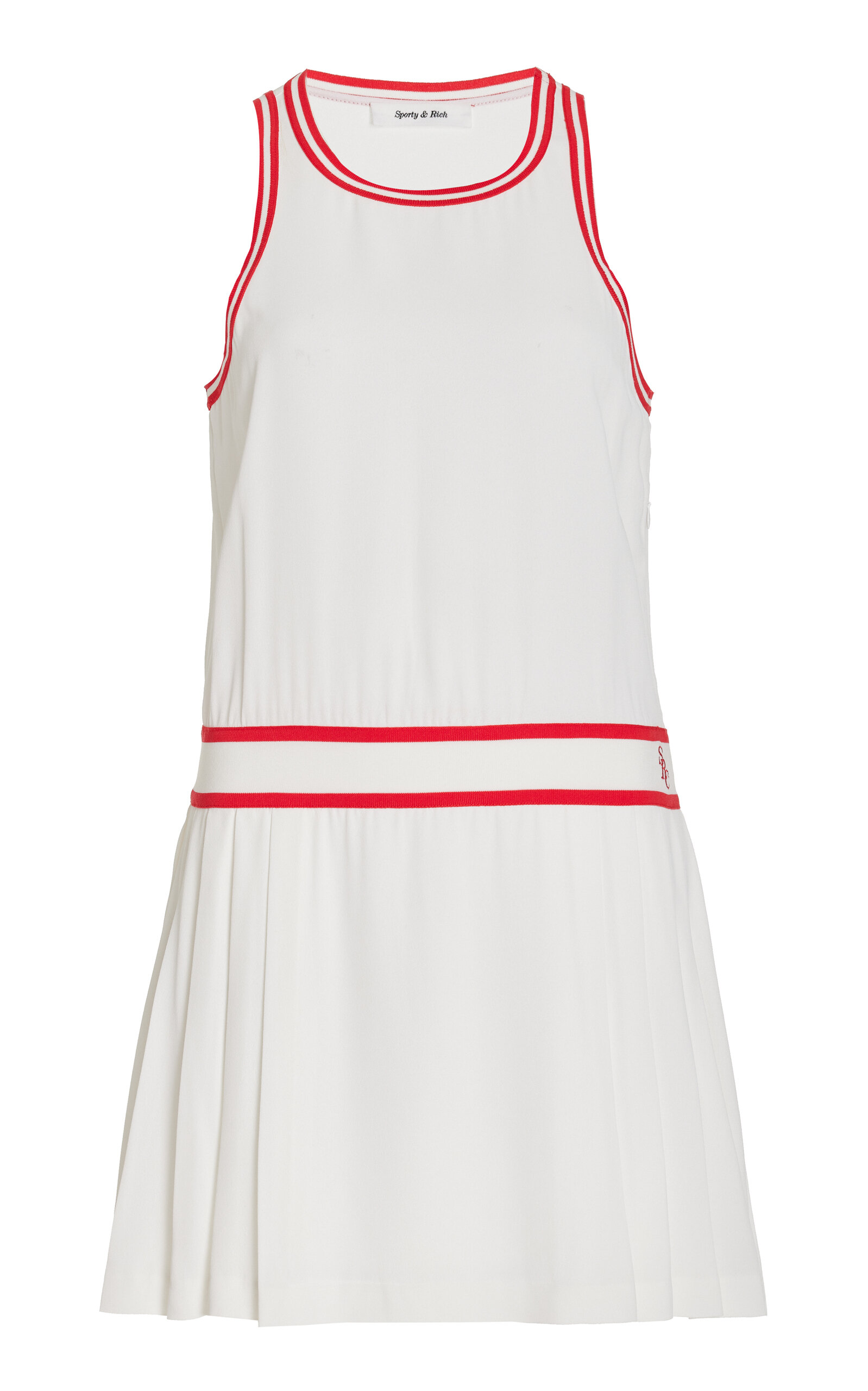 Shop Sporty And Rich Phoebe Pleated Tennis Tank Mini Dress In White