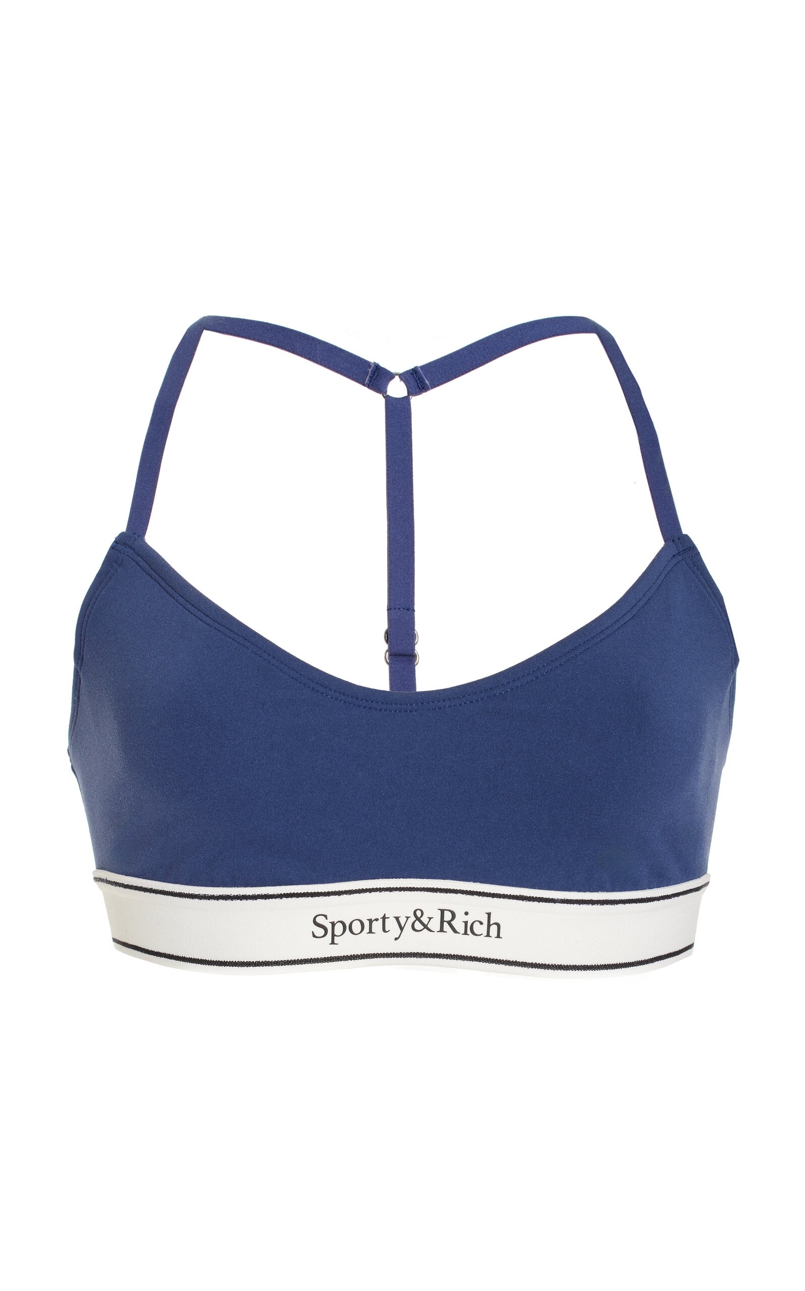 Shop Sporty And Rich Stretch-nylon Sports Bra Top In Navy