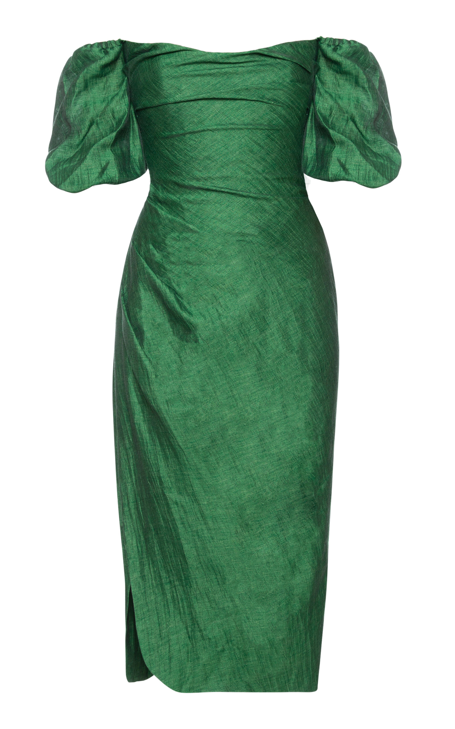 Lena Hoschek Donna Fatale Ruched Midi Dress In Green