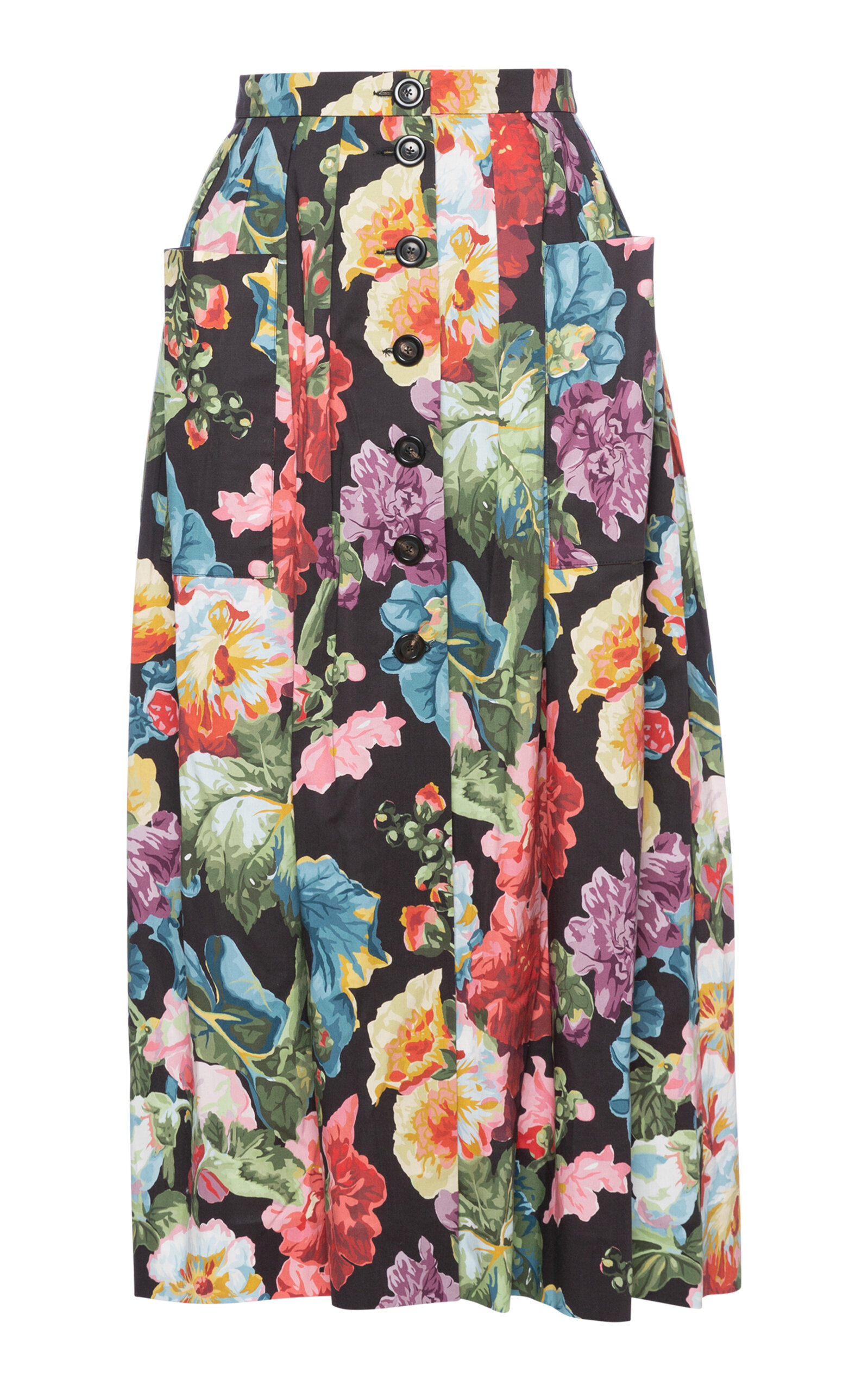 Lena Hoschek Berry Picking Floral-printed Stretch Cotton Midi Skirt In Multi