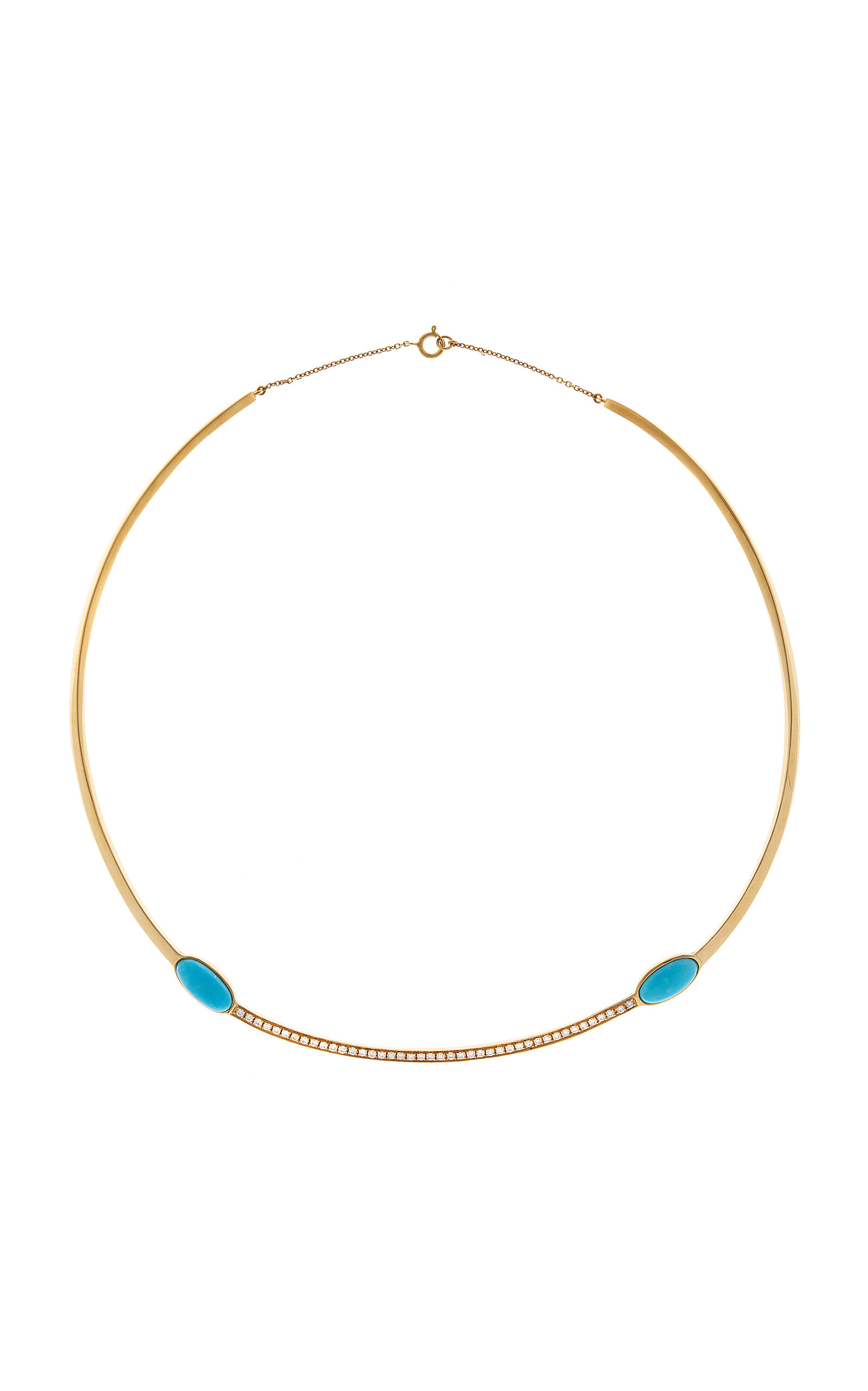 Maison Tjoeng 18k Yellow Gold Pacific Moons Necklace In Blue