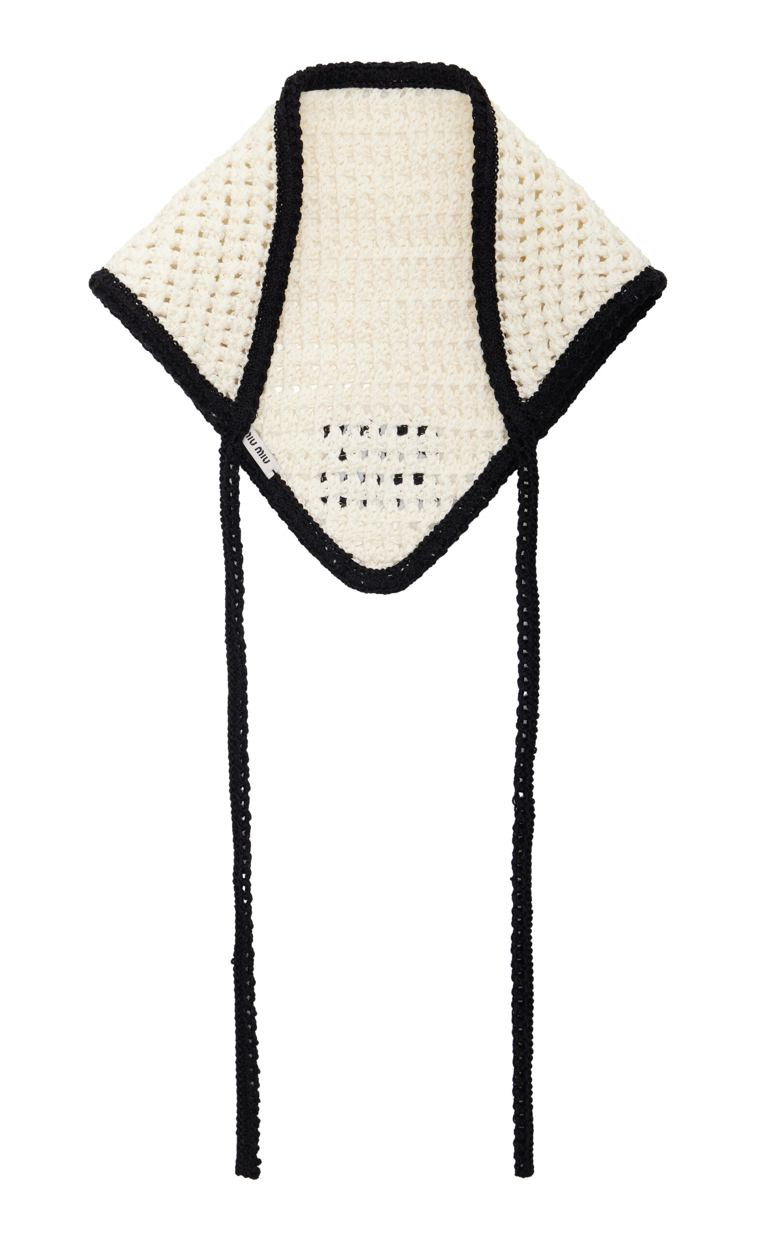 Shop Miu Miu Crocheted-cotton Head Scarf In White
