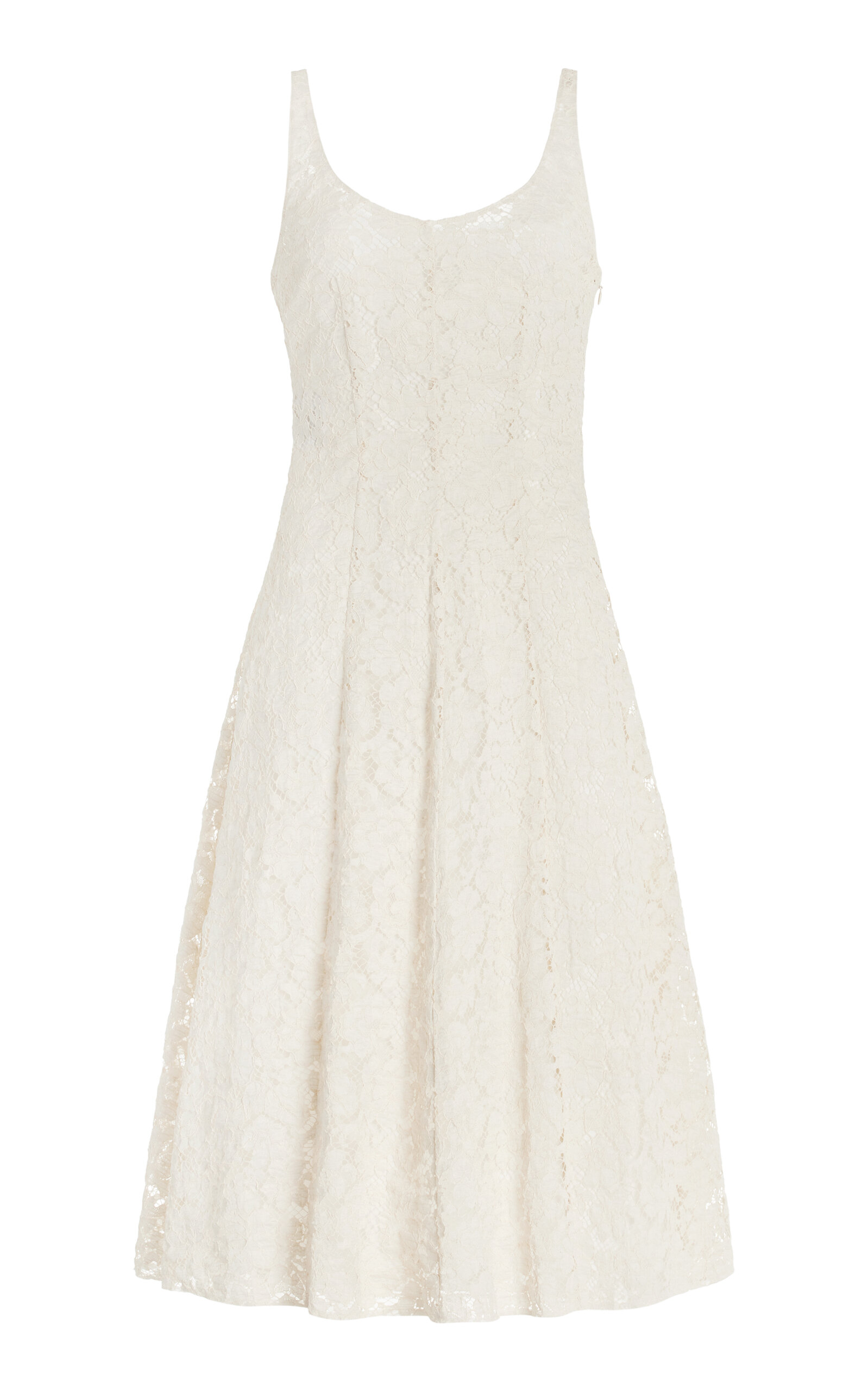 Shop Prada Lace Midi Dress In Ivory