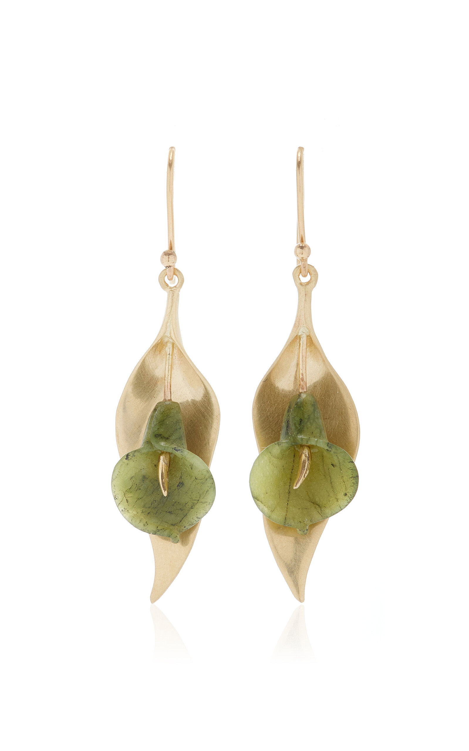 Cala Lily 14K Yellow Gold Jade Earrings