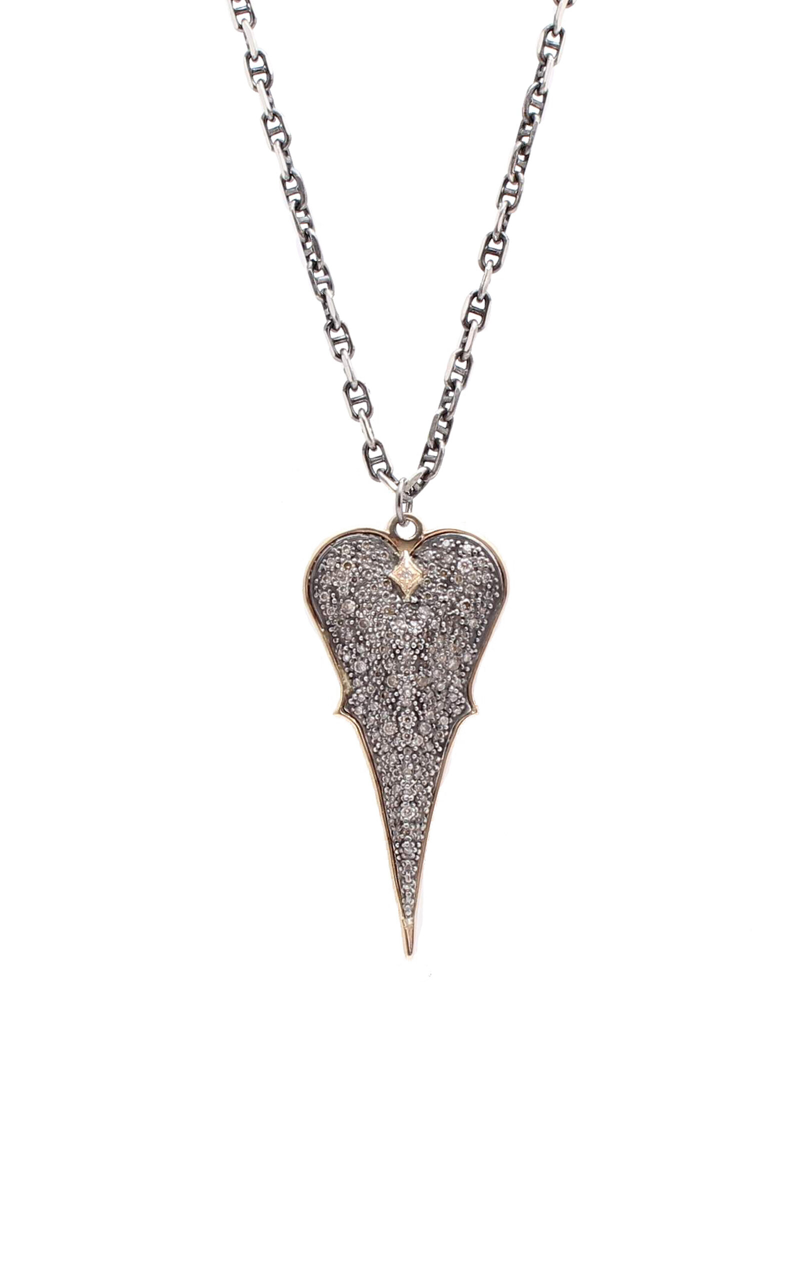 Heart Shield 18K Rose Gold; Sterling Silver Diamond Necklace