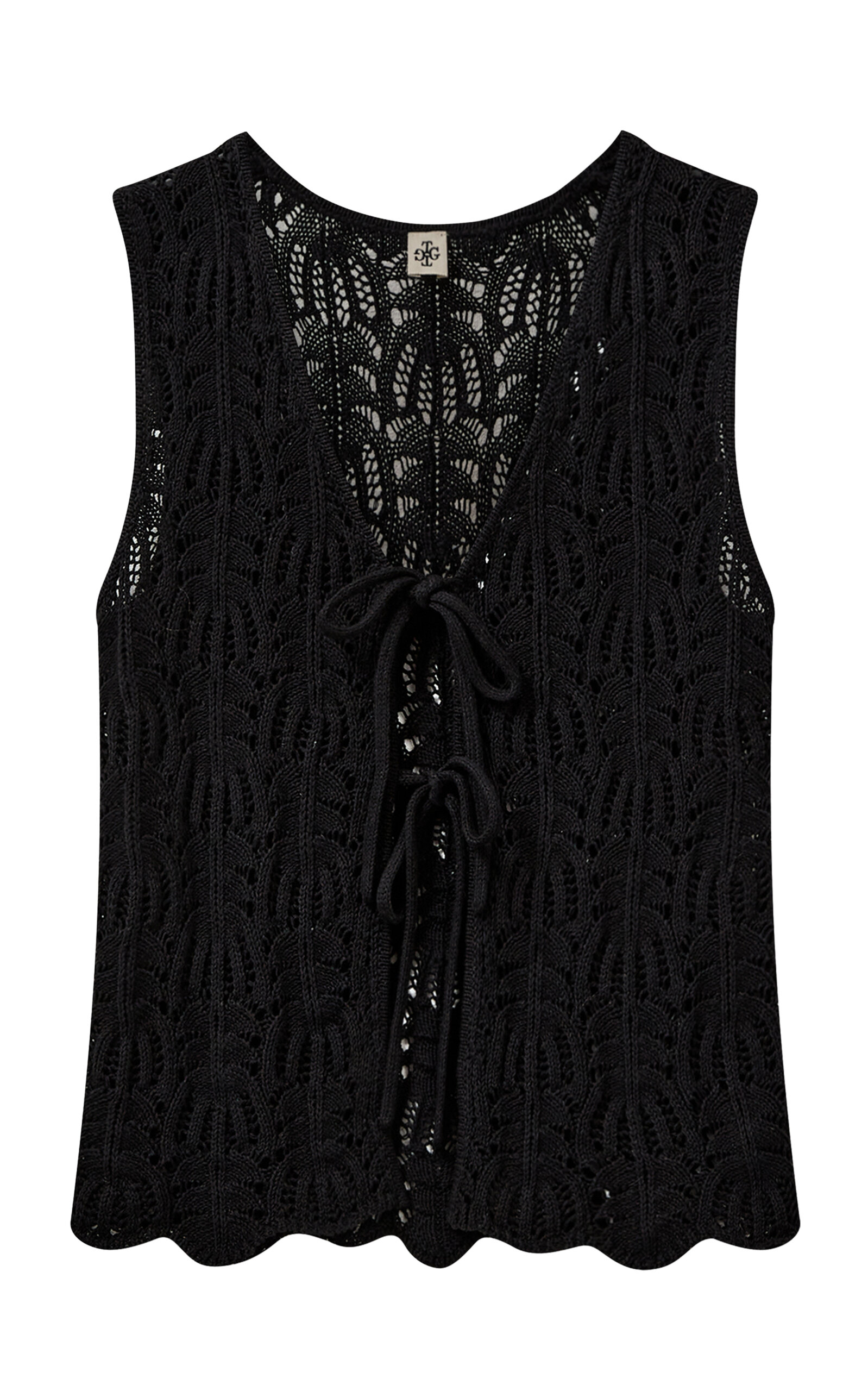 The Garment Egypt Crocheted Cotton-blend Waistcoat In Black