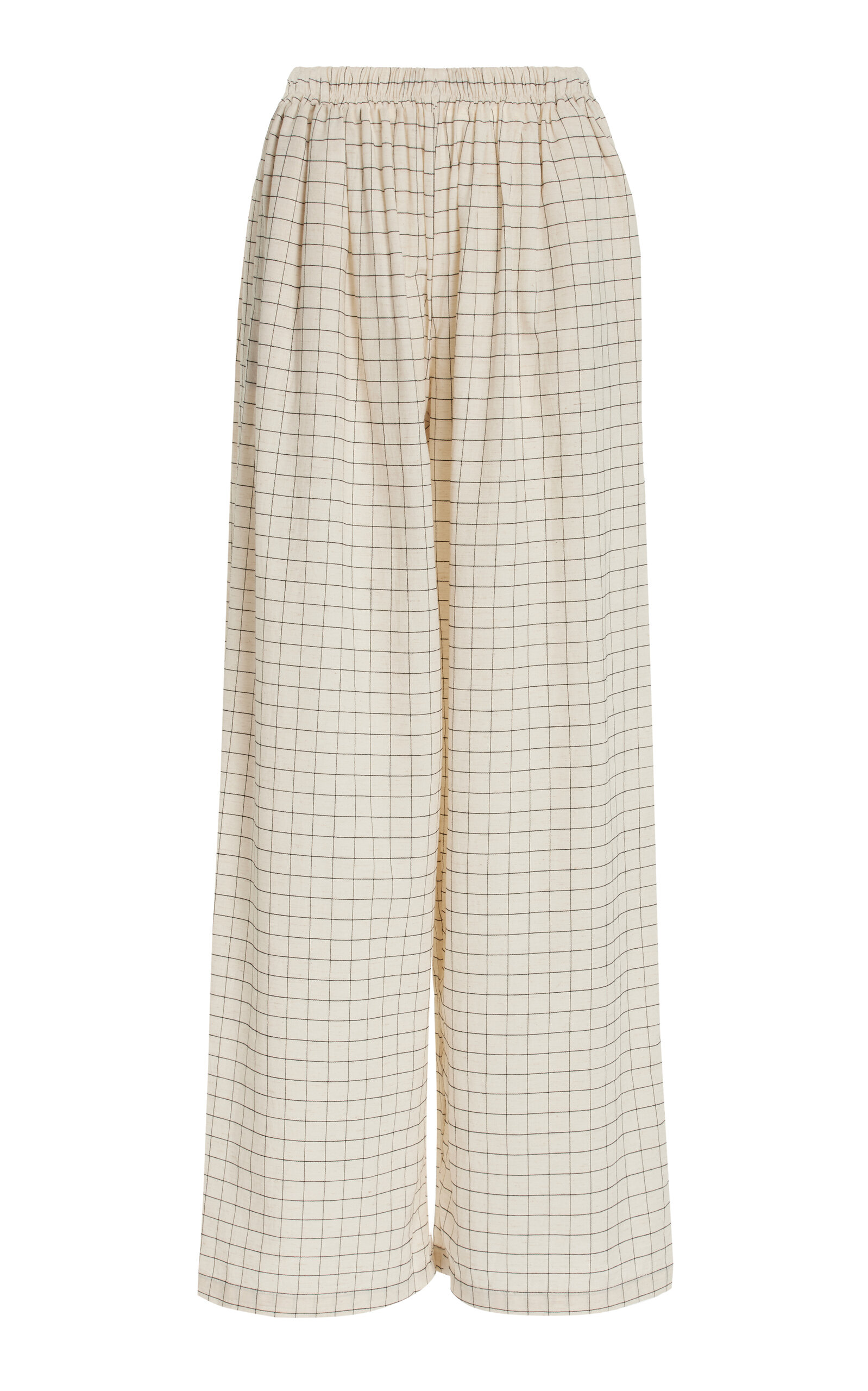 Elce Exclusive Farah Checked Wide-leg Trousers In White