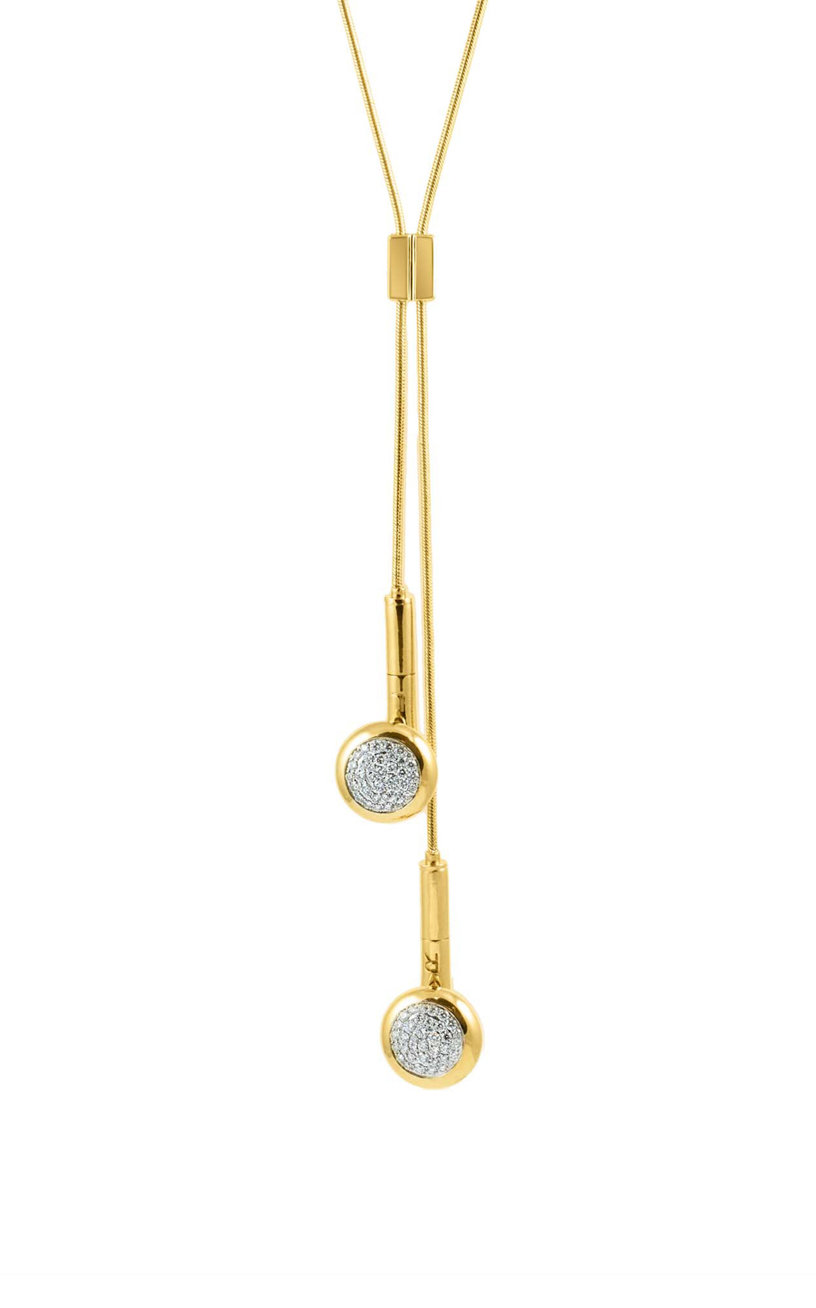 18k Yellow Gold Headphone Bolo Necklace with Diamonds