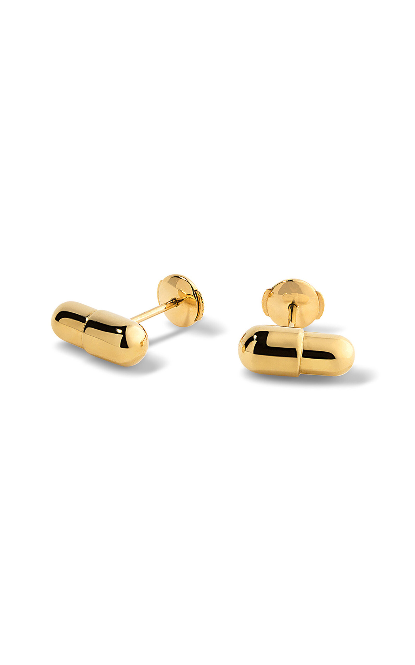18k Yellow Gold Pill Stud Earrings