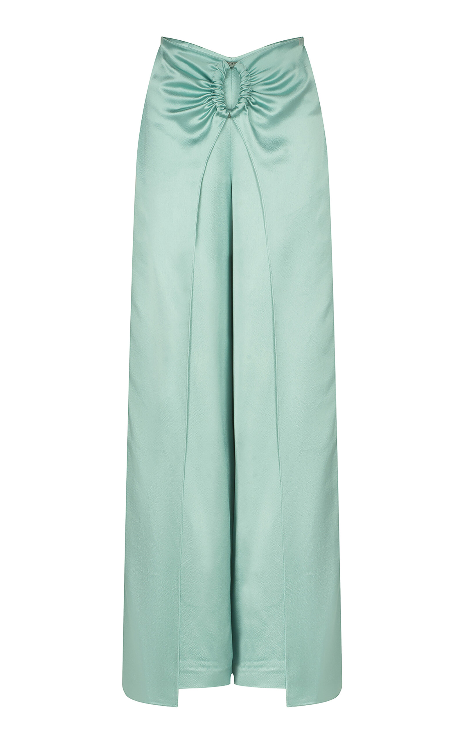 Silvia Tcherassi Belma Draped Gathered Ring Wide-leg Pants In Blue