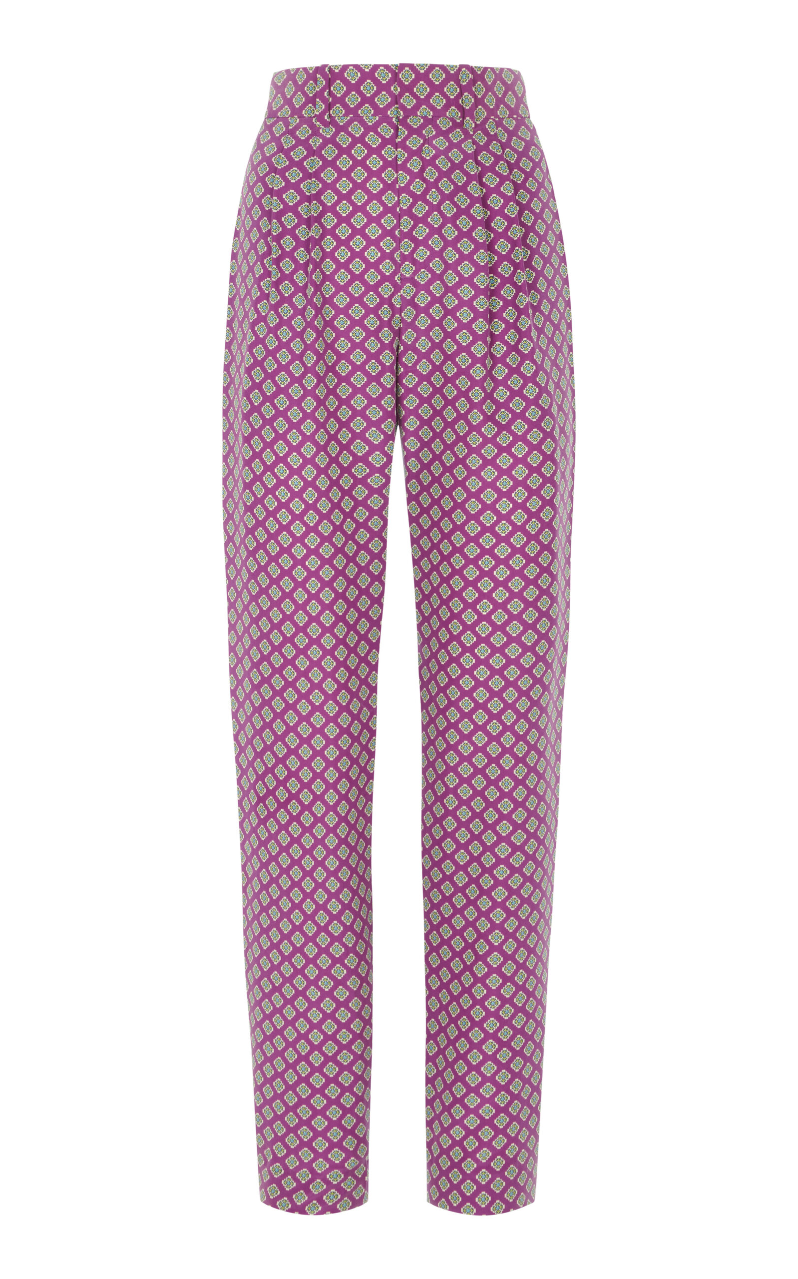 Ralph Lauren Avrill Pleated Silk Tapered Trousers In Purple