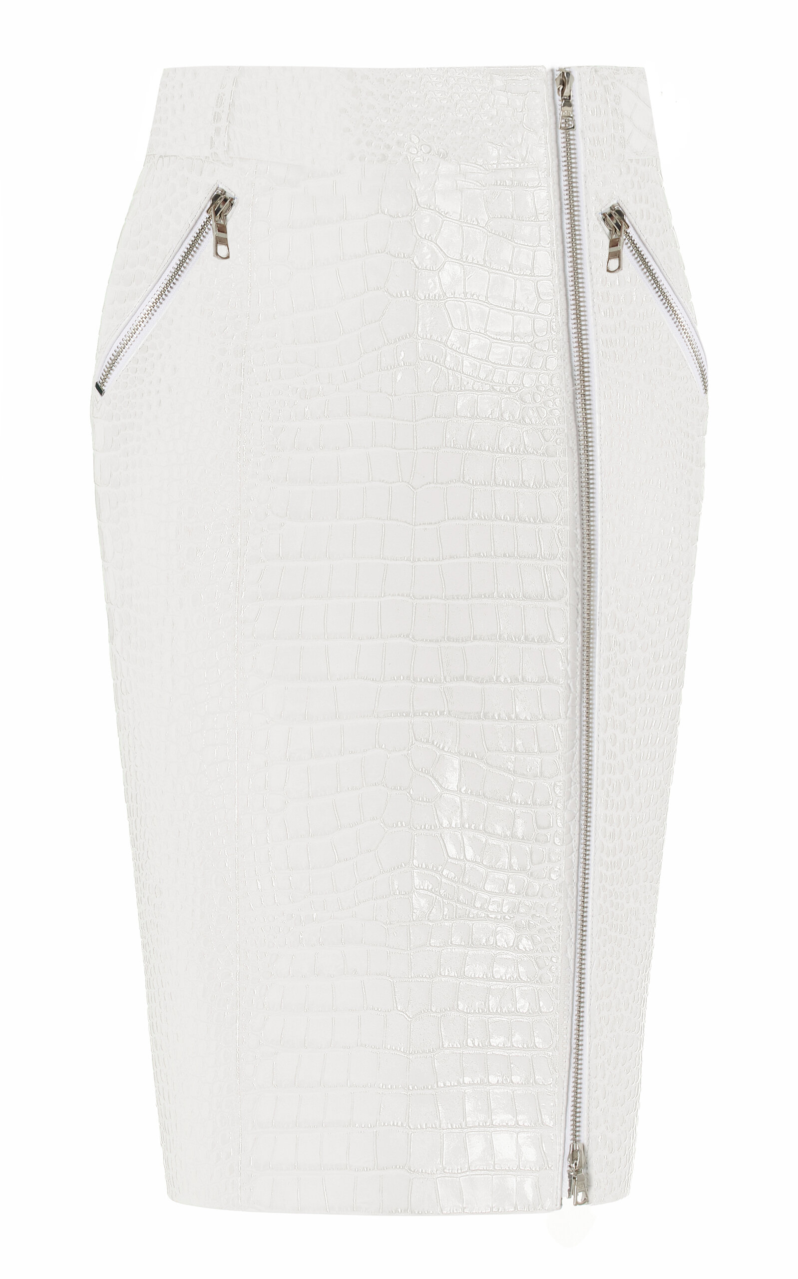Laquan Smith Croc-embossed Midi Skirt In White