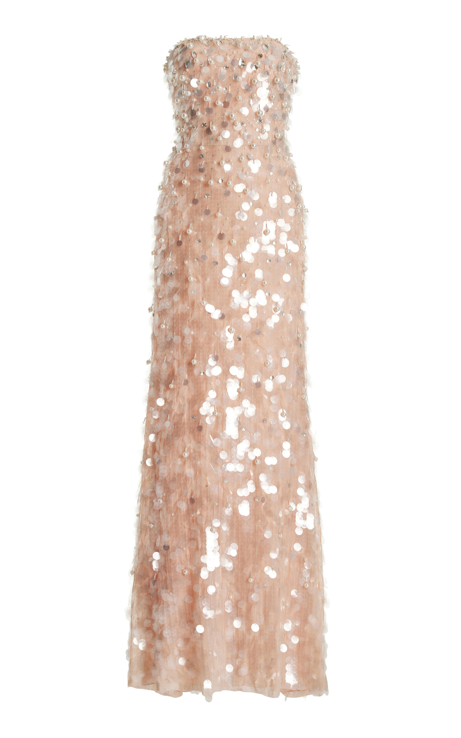 CAROLINA HERRERA EMBELLISHED STRAPLESS COLUMN GOWN