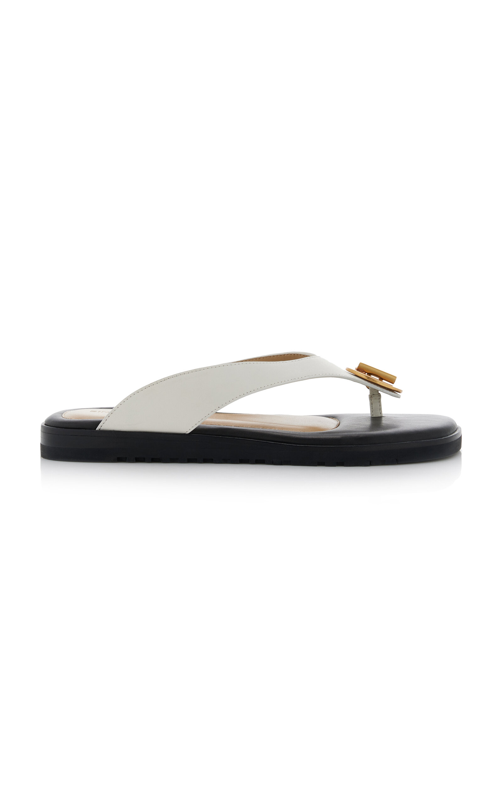 Shop Simkhai Asher Leather Thong Sandals In White