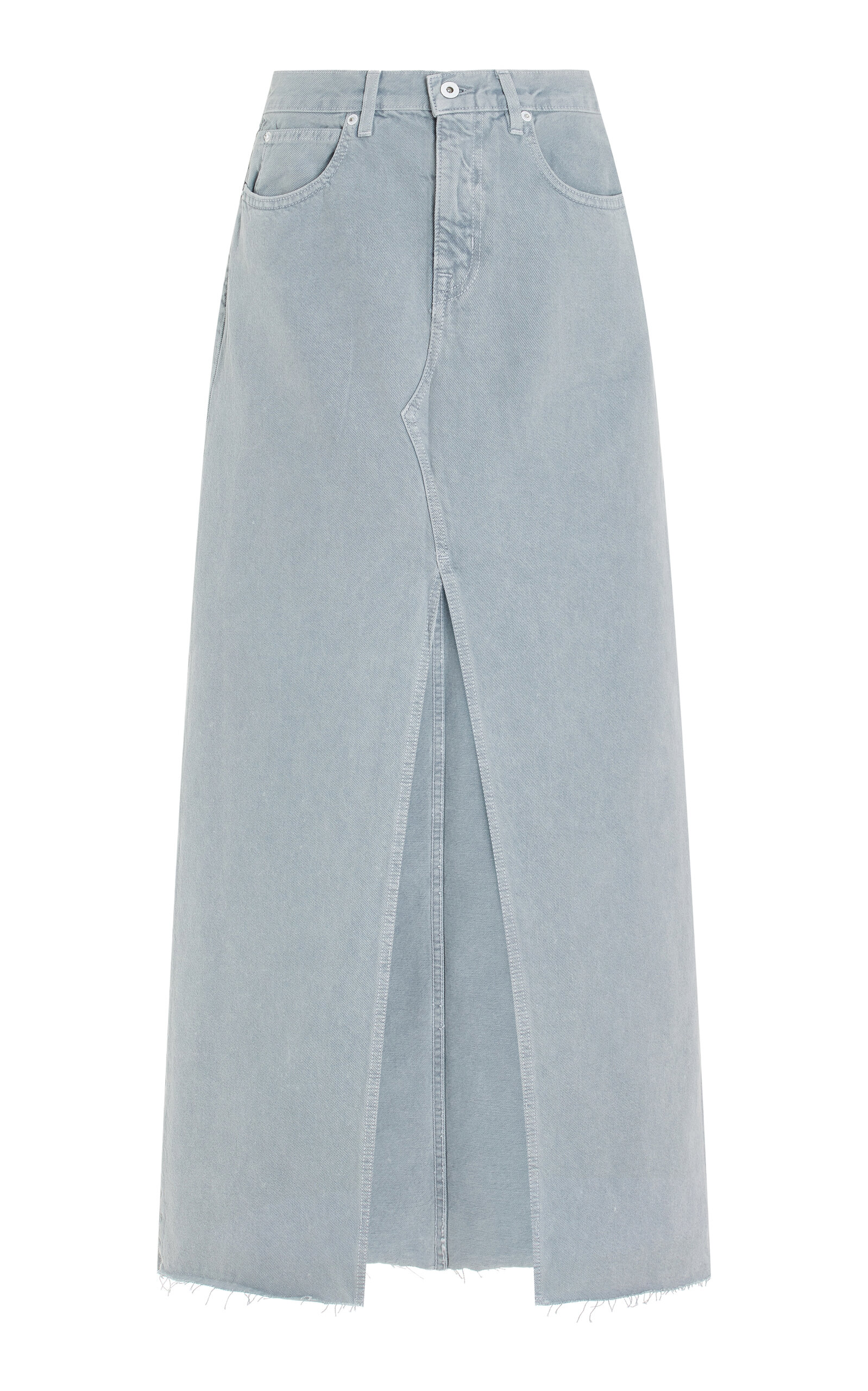 Shop Slvrlake Low-rise Denim Maxi Skirt In Grey