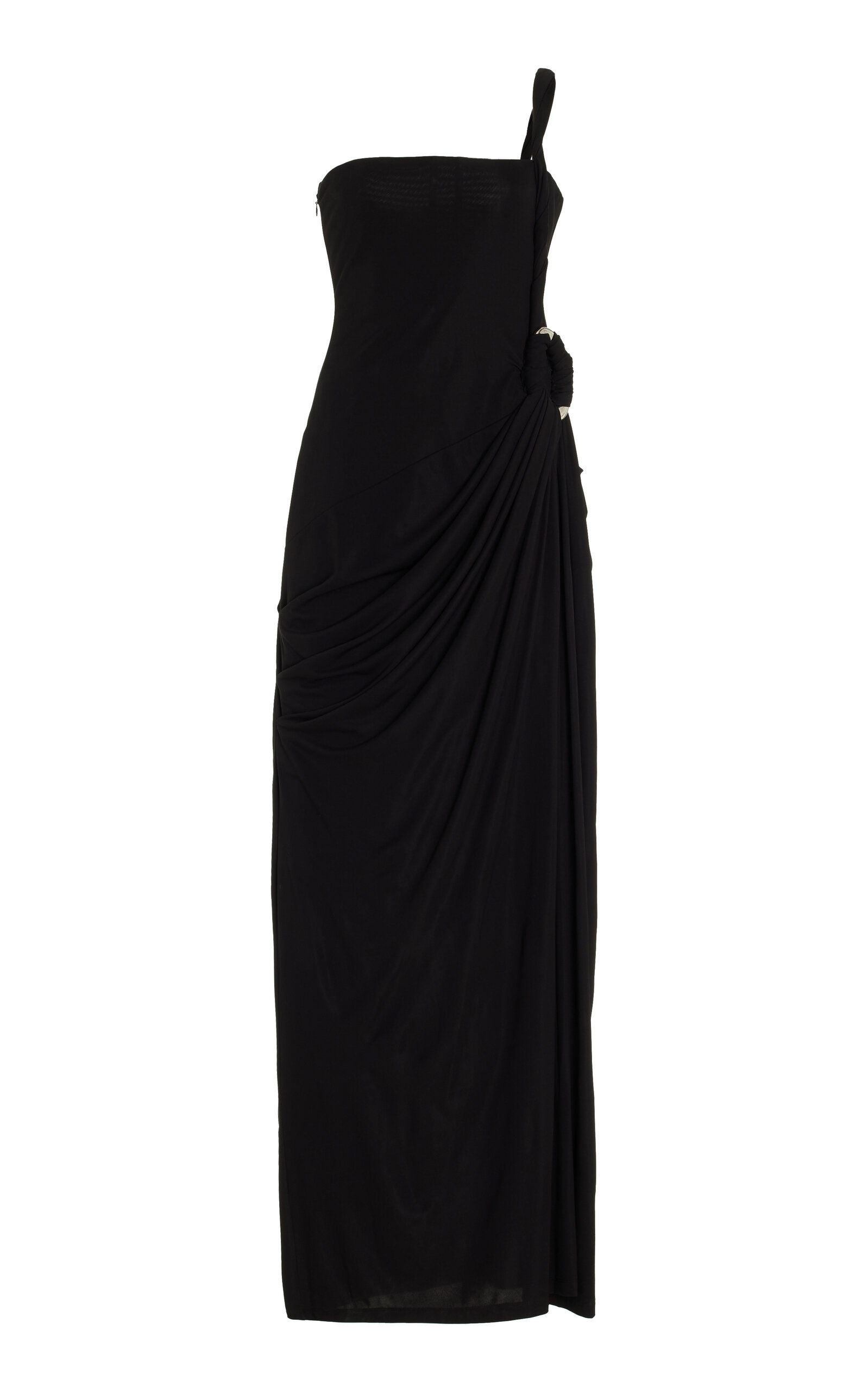 Simkhai Sone Draped One-shoulder Column Gown In Black