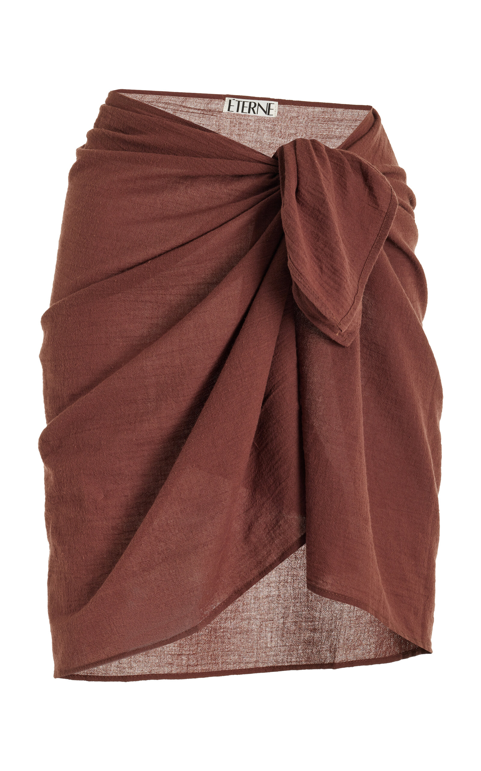 Éterne Esme Cotton Mini Sarong Skirt In Brown