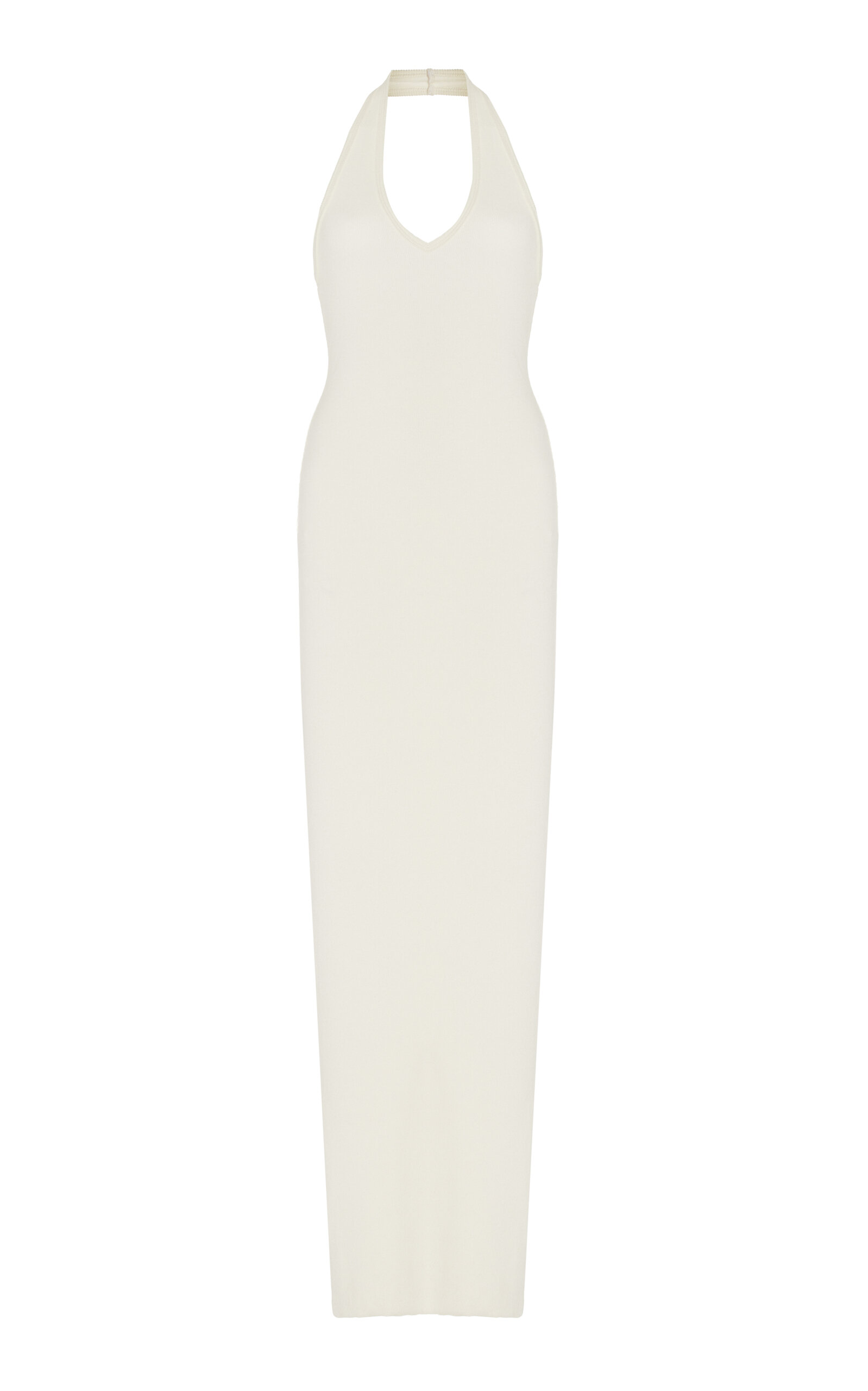 Shop Éterne Jersey Maxi Halter Dress In Ivory