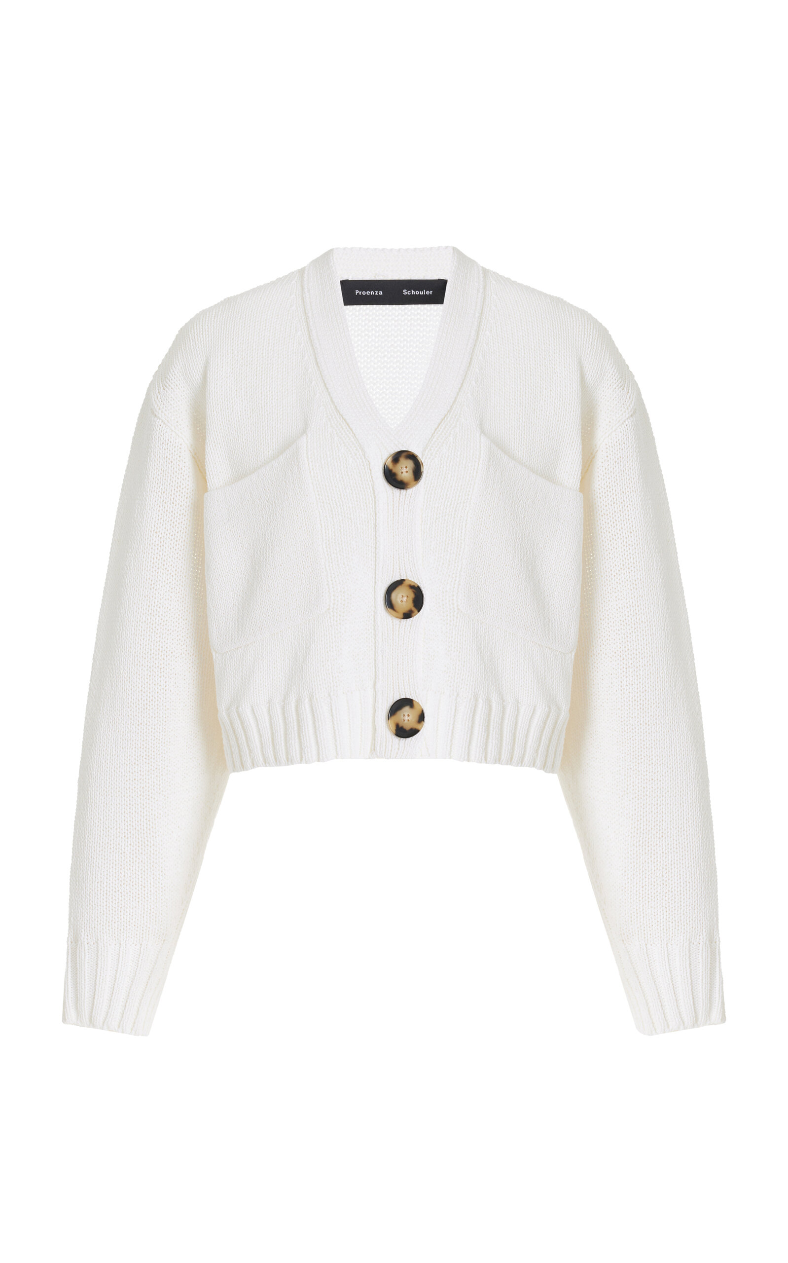 Shop Proenza Schouler Sofia Cropped Knit Cotton-blend Cardigan In White