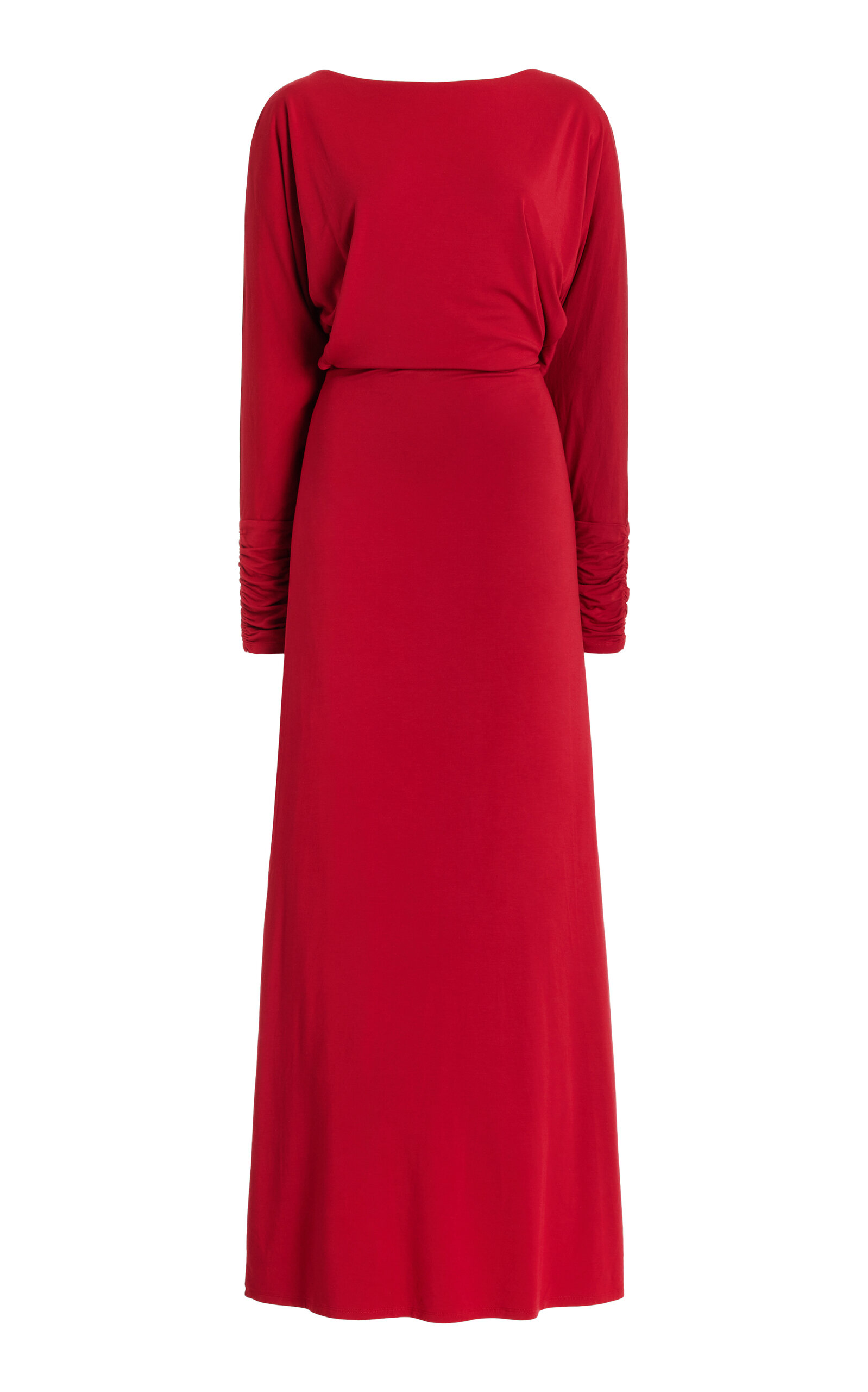 Shop Posse Sienna Draped Jersey Maxi Dress In Red