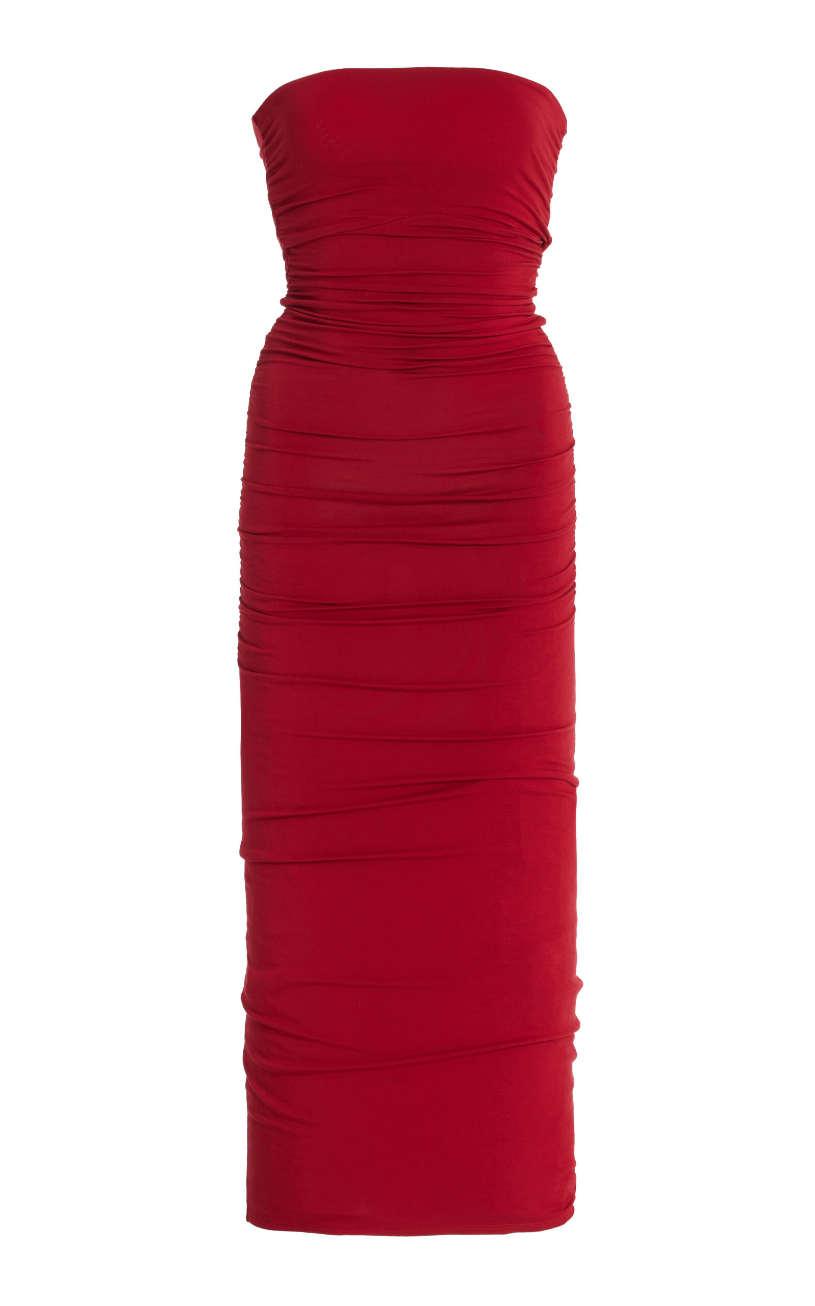 Shop Posse Exclusive Isabela Strapless Jersey Maxi Dress In Red