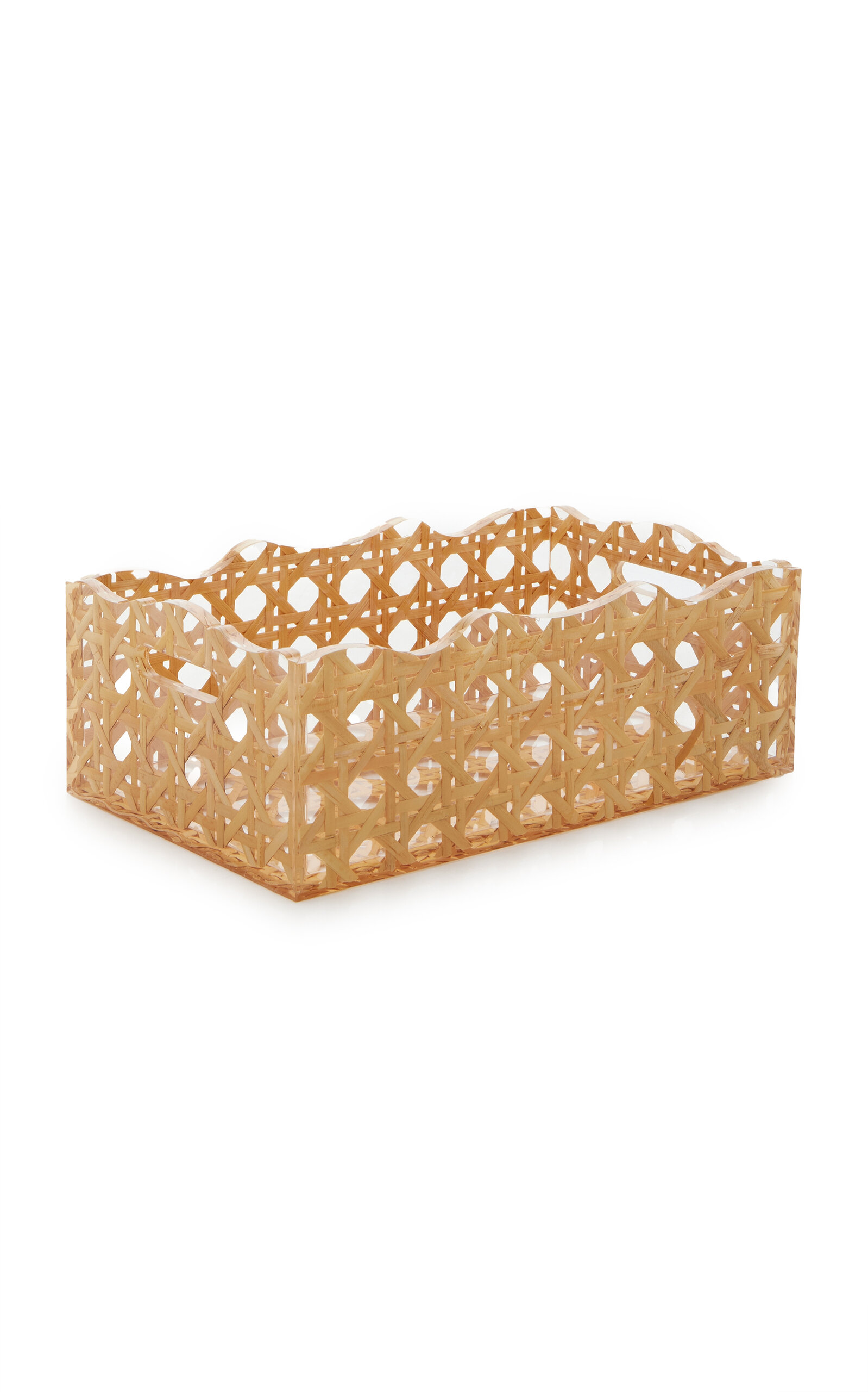 Shop Moda Domus Small Rattan-resin Tray In Neutral