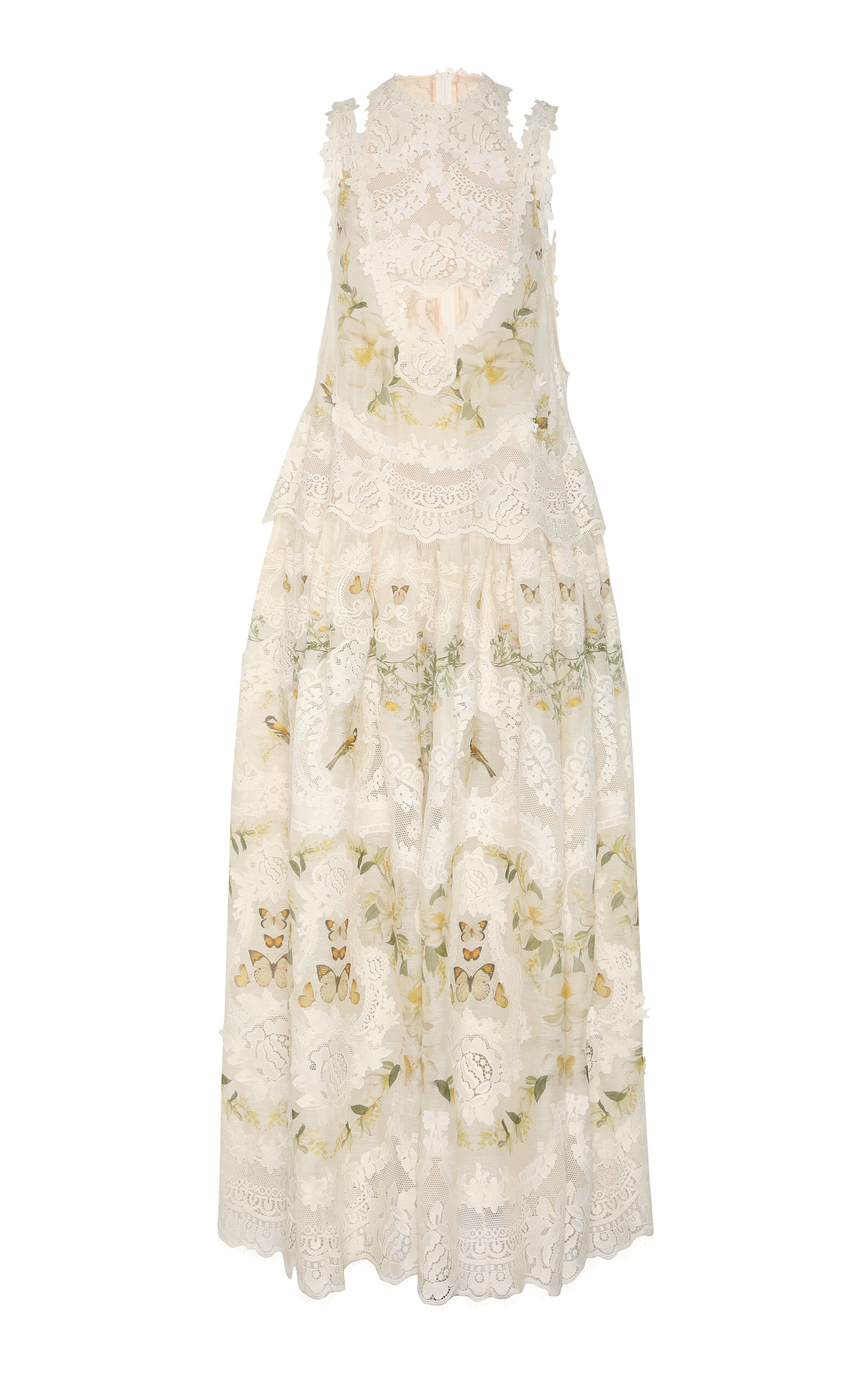 Zimmermann Harmony Lace-trimmed Linen-silk Maxi Dress In Off-white ...