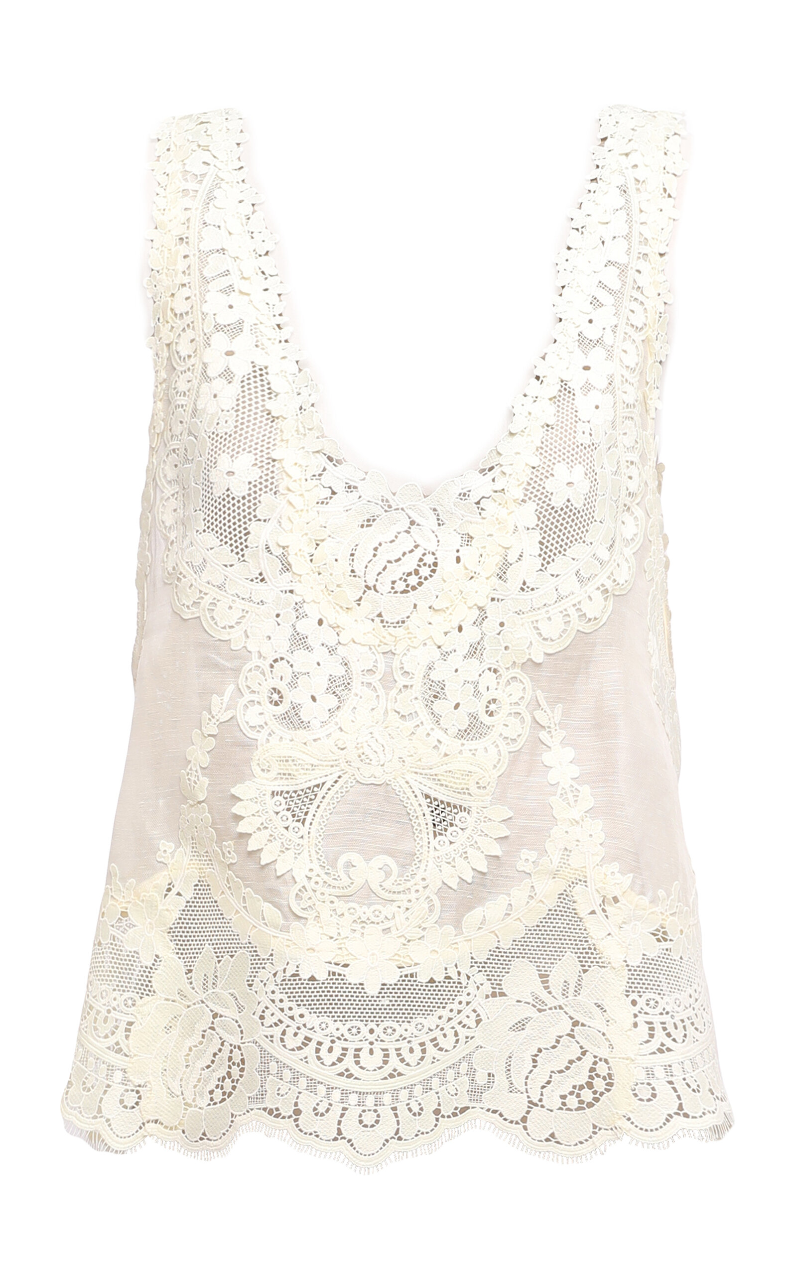 Zimmermann Natura Embroidered Linen-silk Tank Top In Light Pink | ModeSens