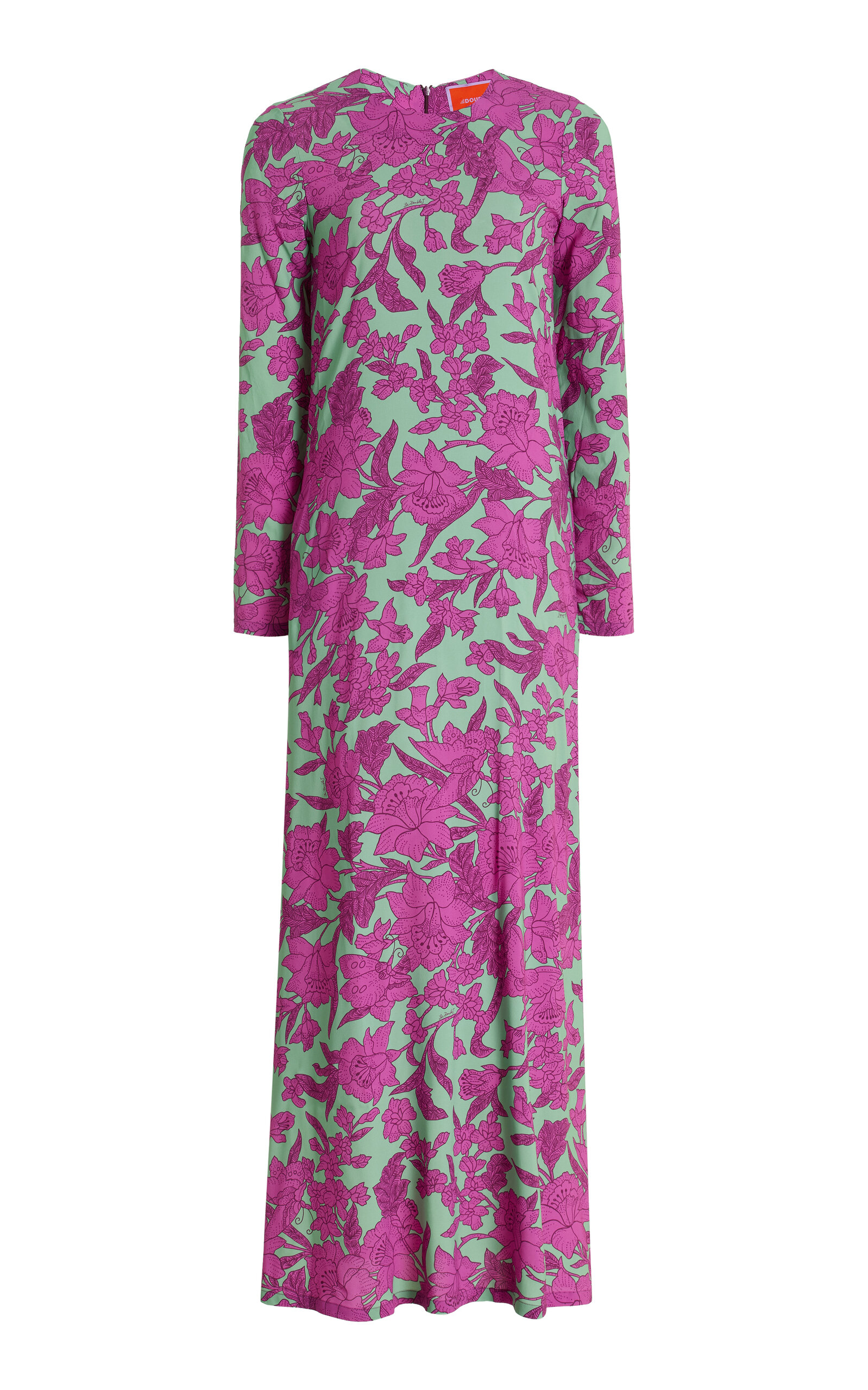 Shop La Doublej Printed Crepe Maxi Dress In Purple