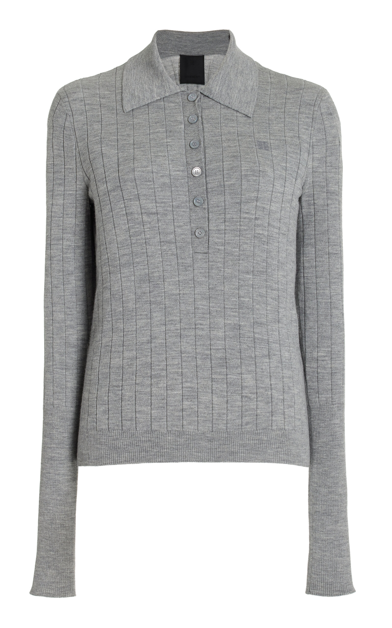 Shop Givenchy Knit Wool-blend Polo Top In Grey