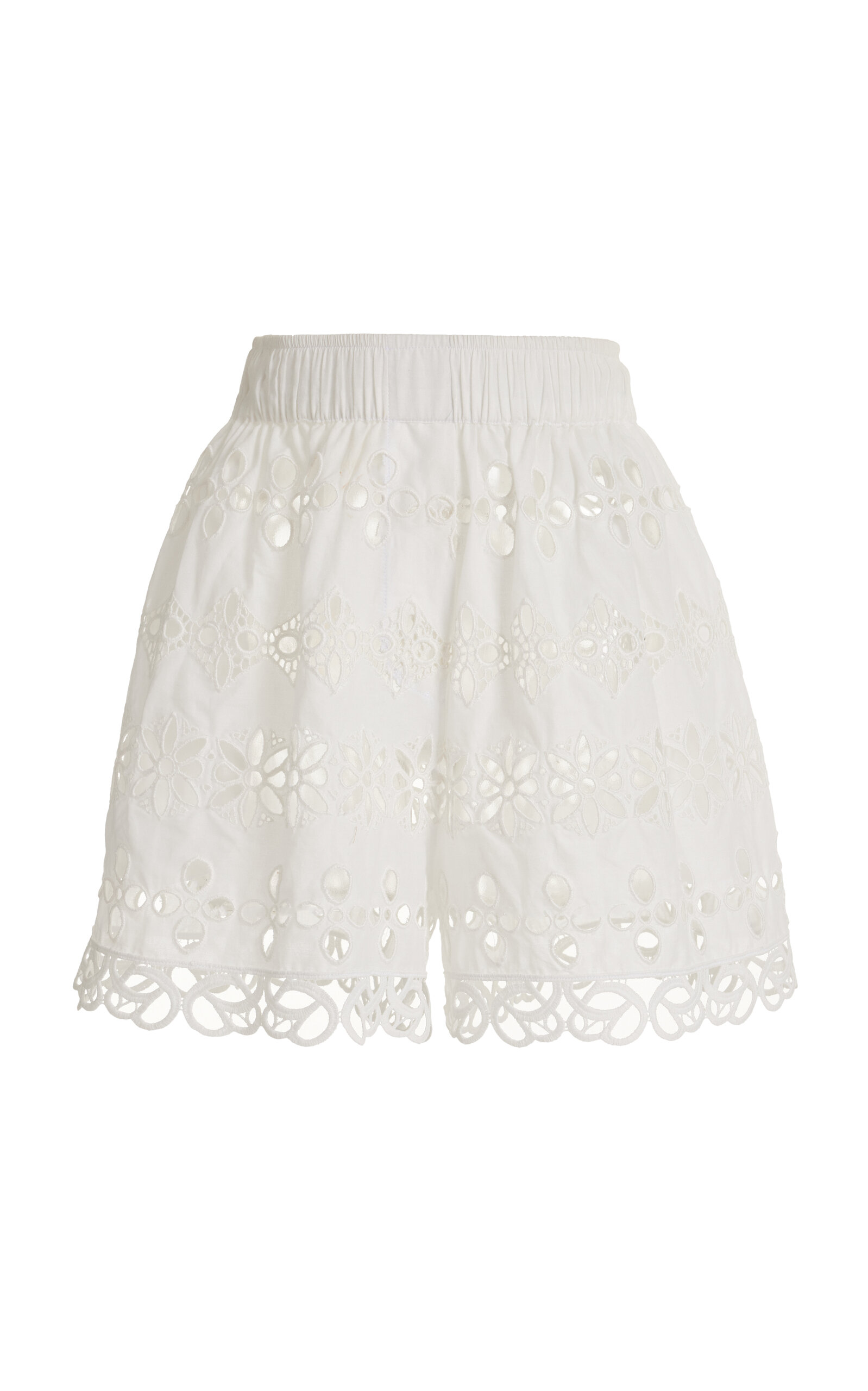 Elie Saab Embroidered Cotton Shorts In White