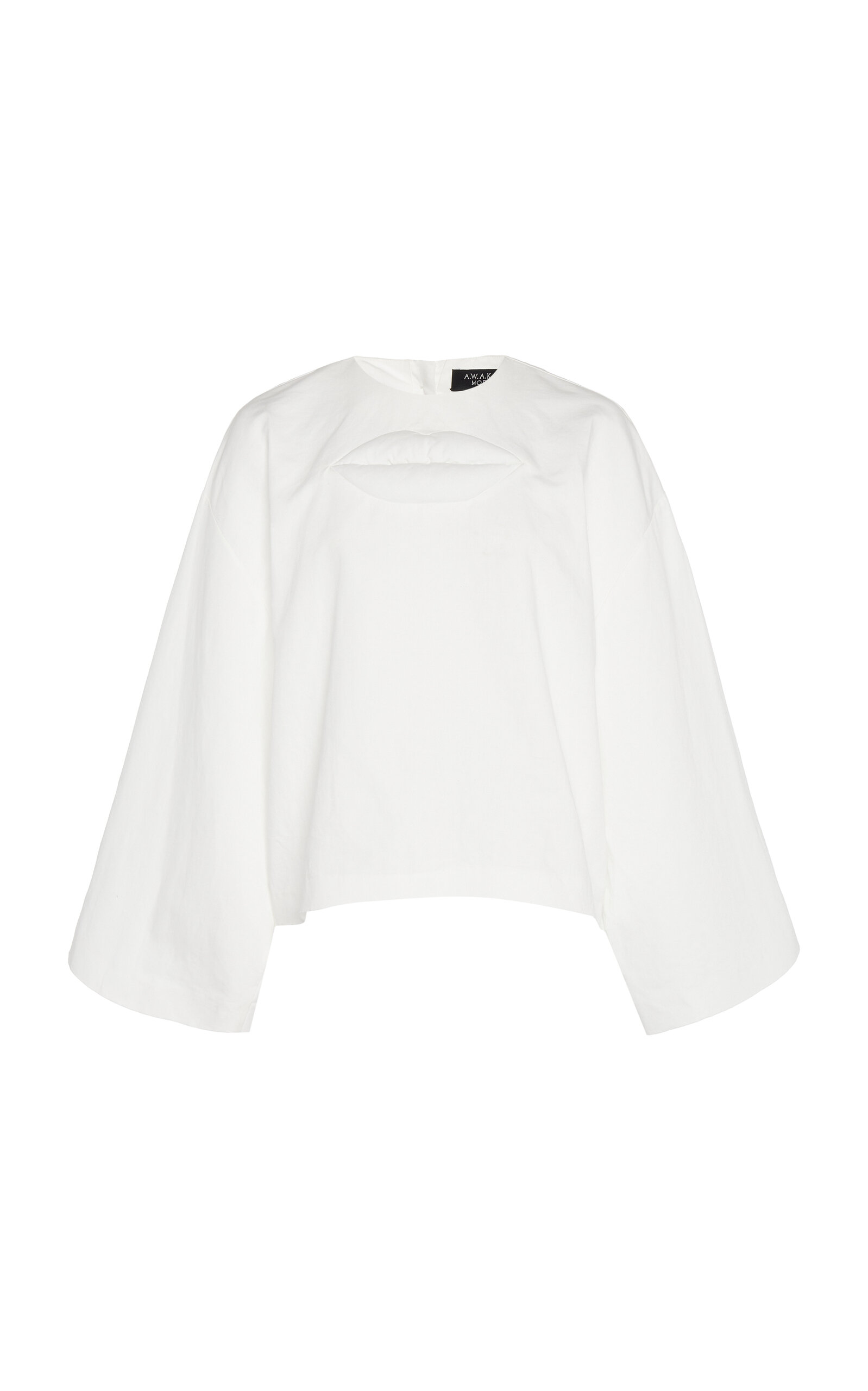 A.w.a.k.e. Loose Lip Appliqué Cotton-blend Top In White