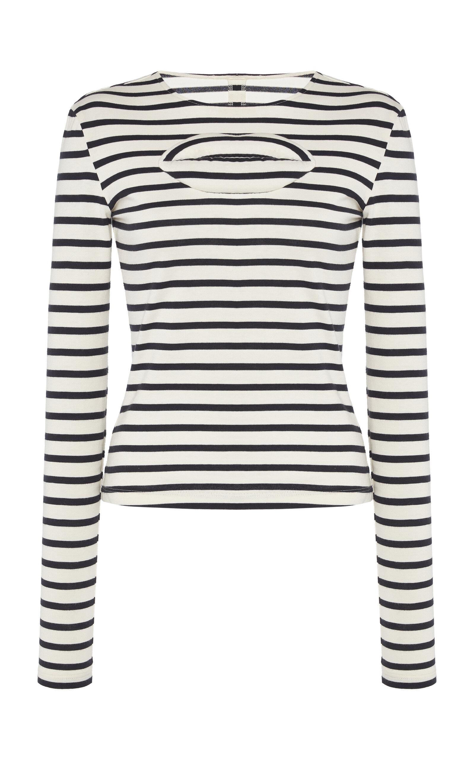 A.w.a.k.e. Striped Lip Appliqué Cotton Top