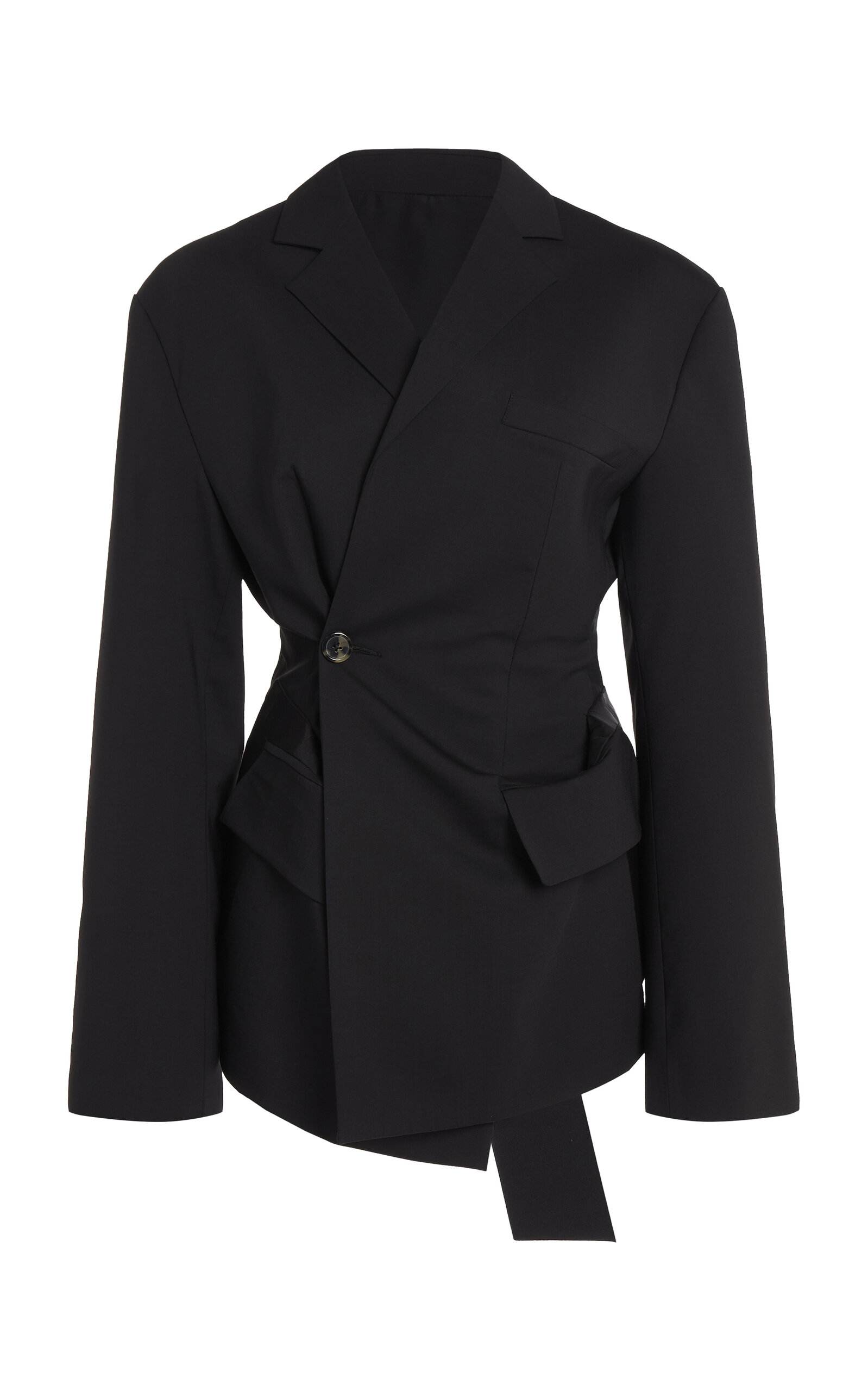 A.w.a.k.e. Fitted Cutout Single-breasted Stretch-wool Jacket In Black