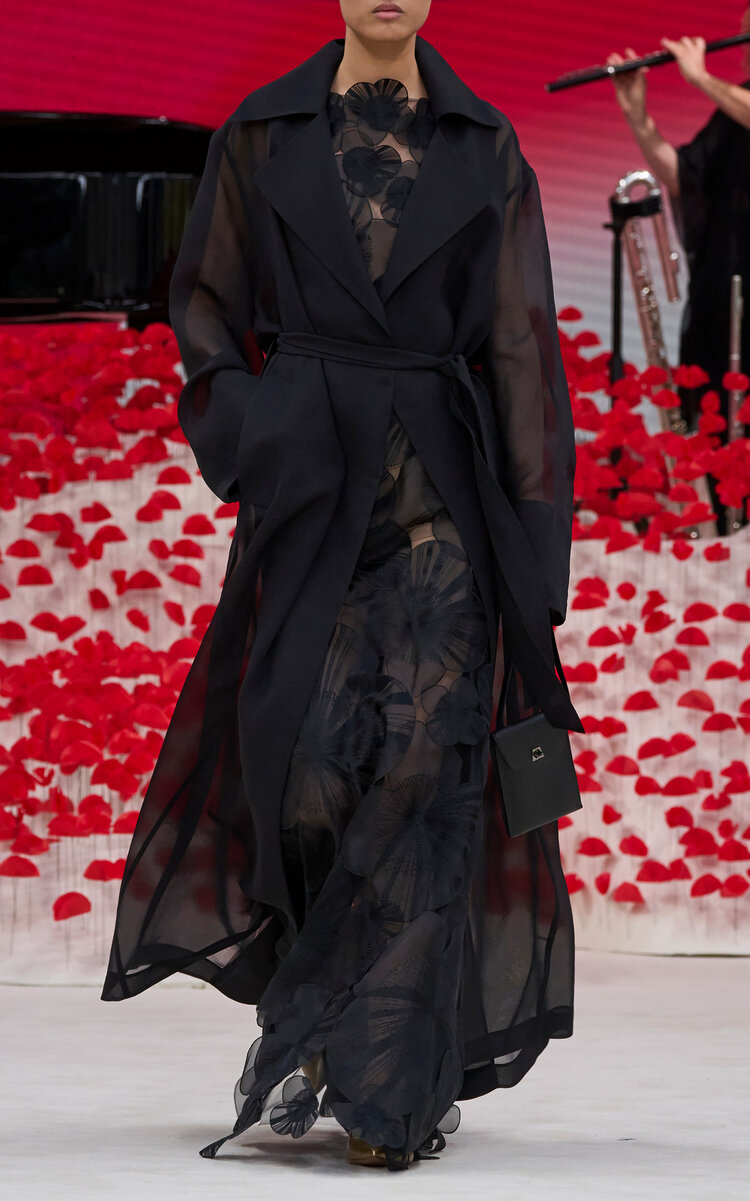 Akris Valentine Silk Gauze Trench Coat In Black
