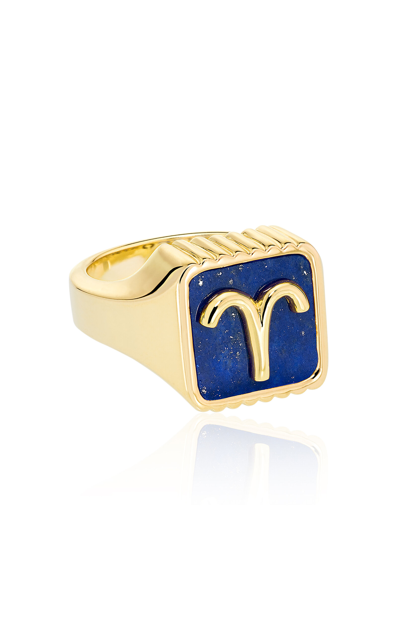 Sauer 18k Yellow Gold Aries Ring With Lapis Lazuli In Blue